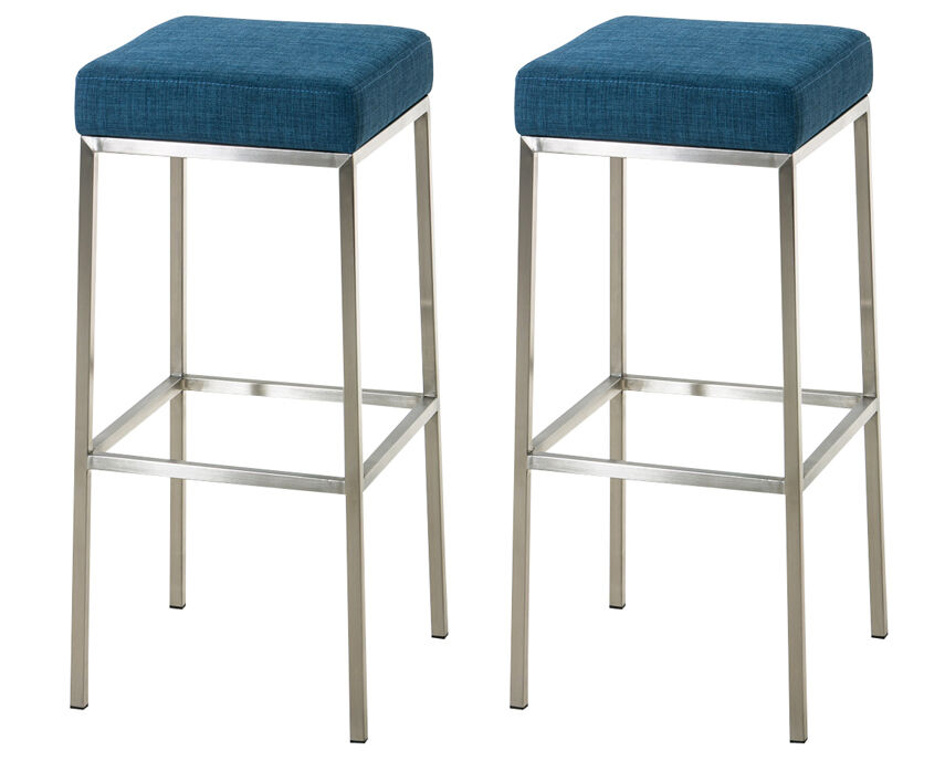 2er Set Barhocker Montreal 80 Stoff edelstahl, blau