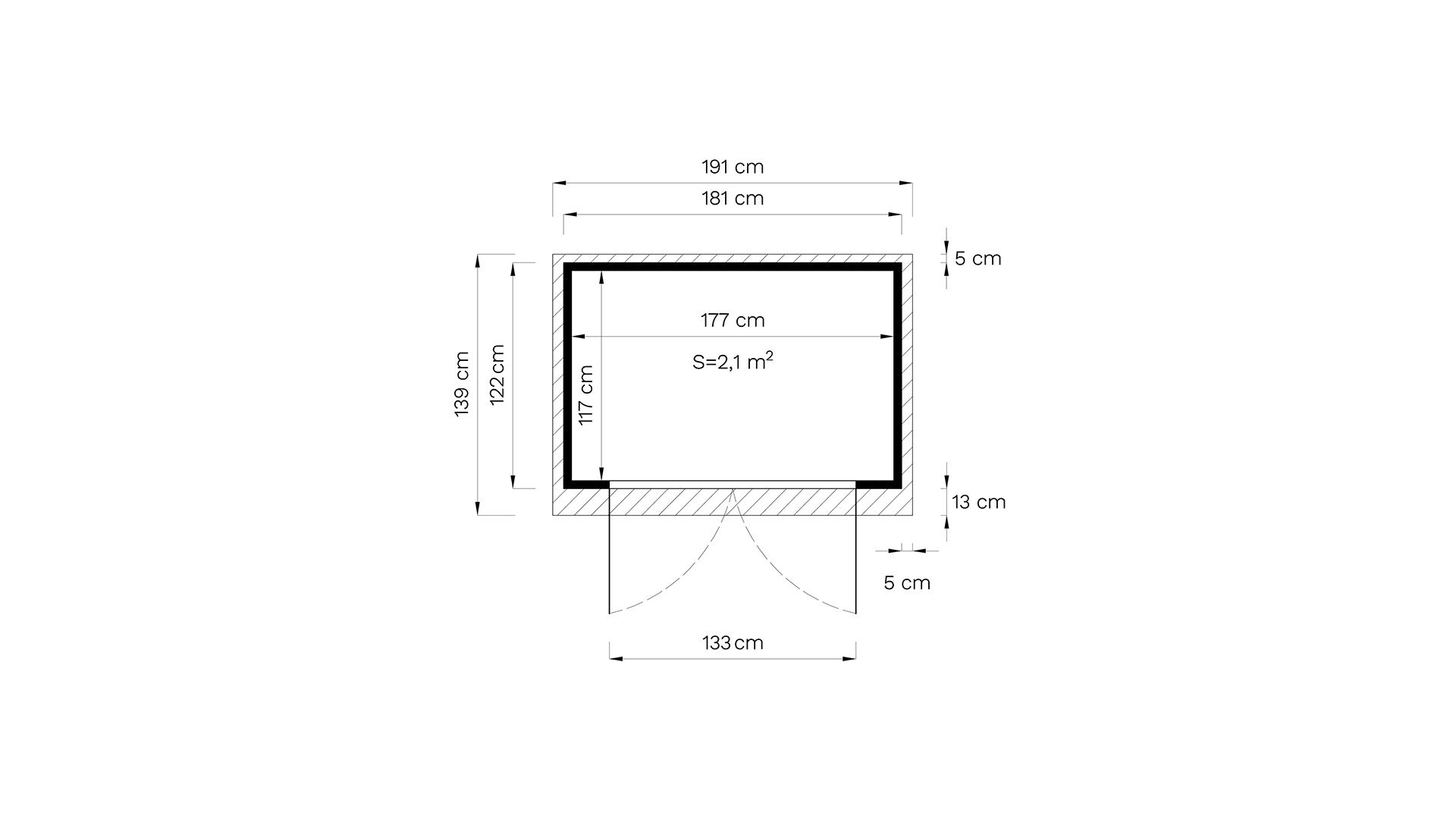 Gartenhaus Felix 1 naturbelassen 181 x 121 cm