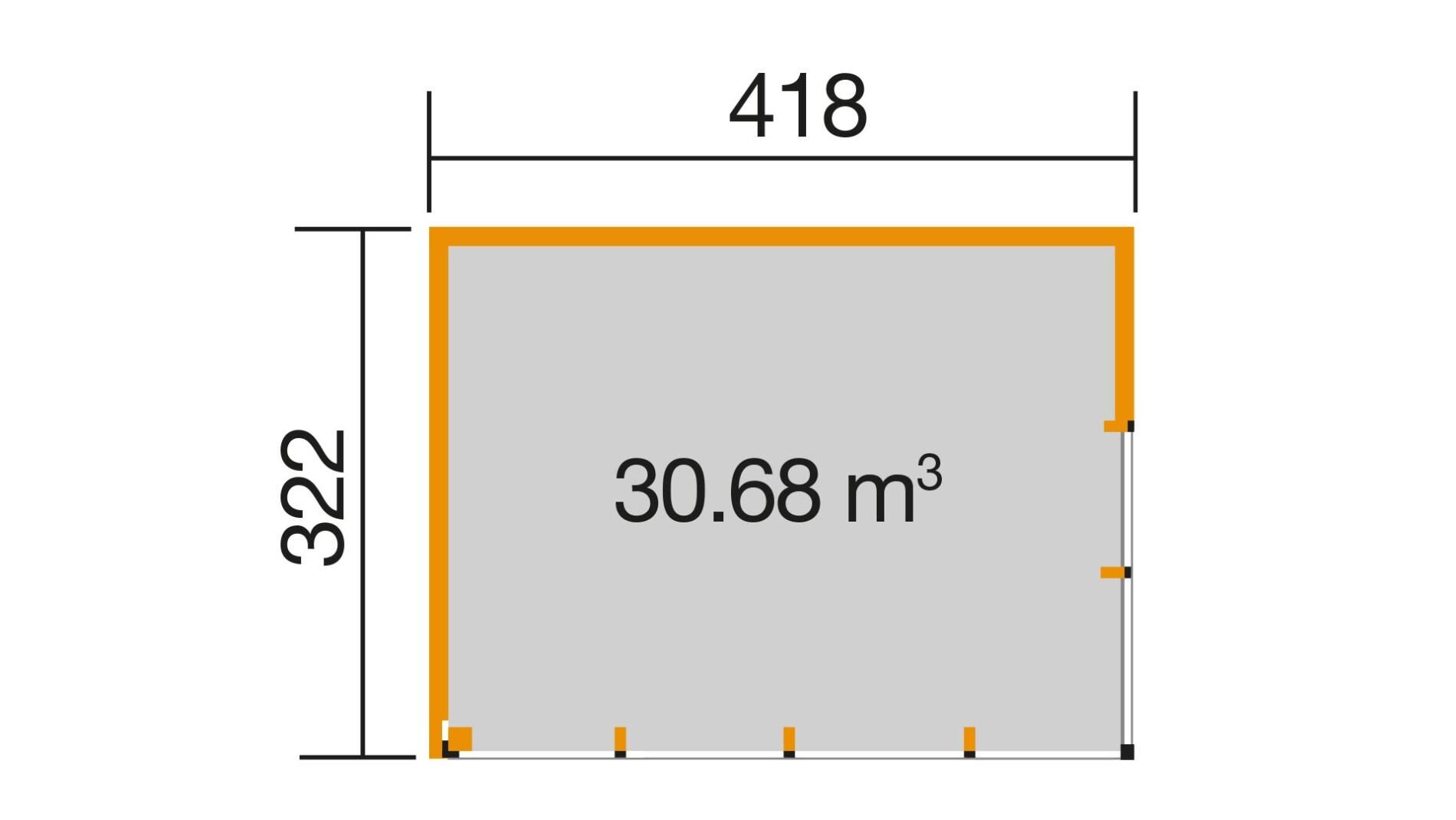 weka Design-Gartenhaus 412 - 4,4x3,4m