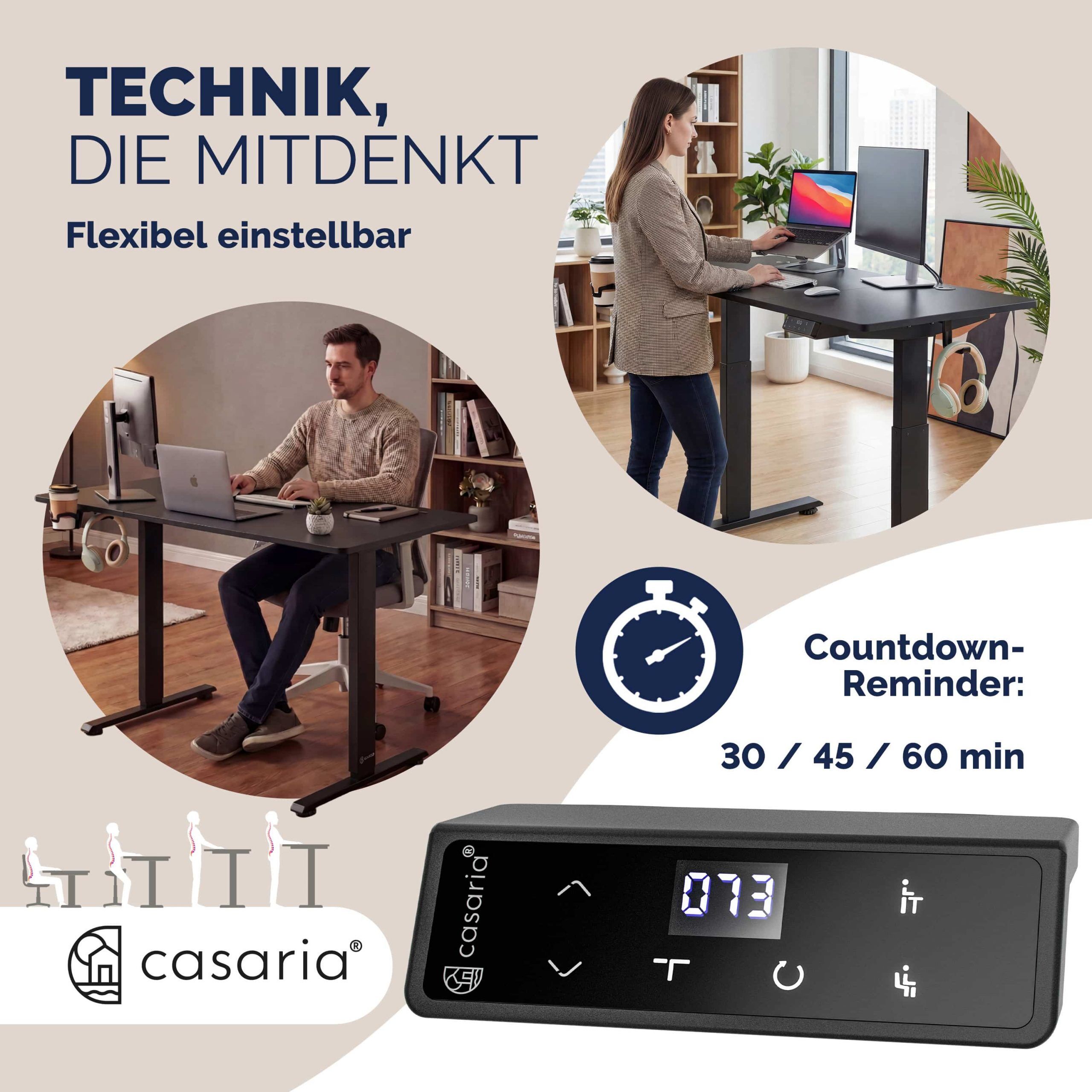 Höhenverstellbarer Schreibtisch Schwarz 120x60x72-117cm