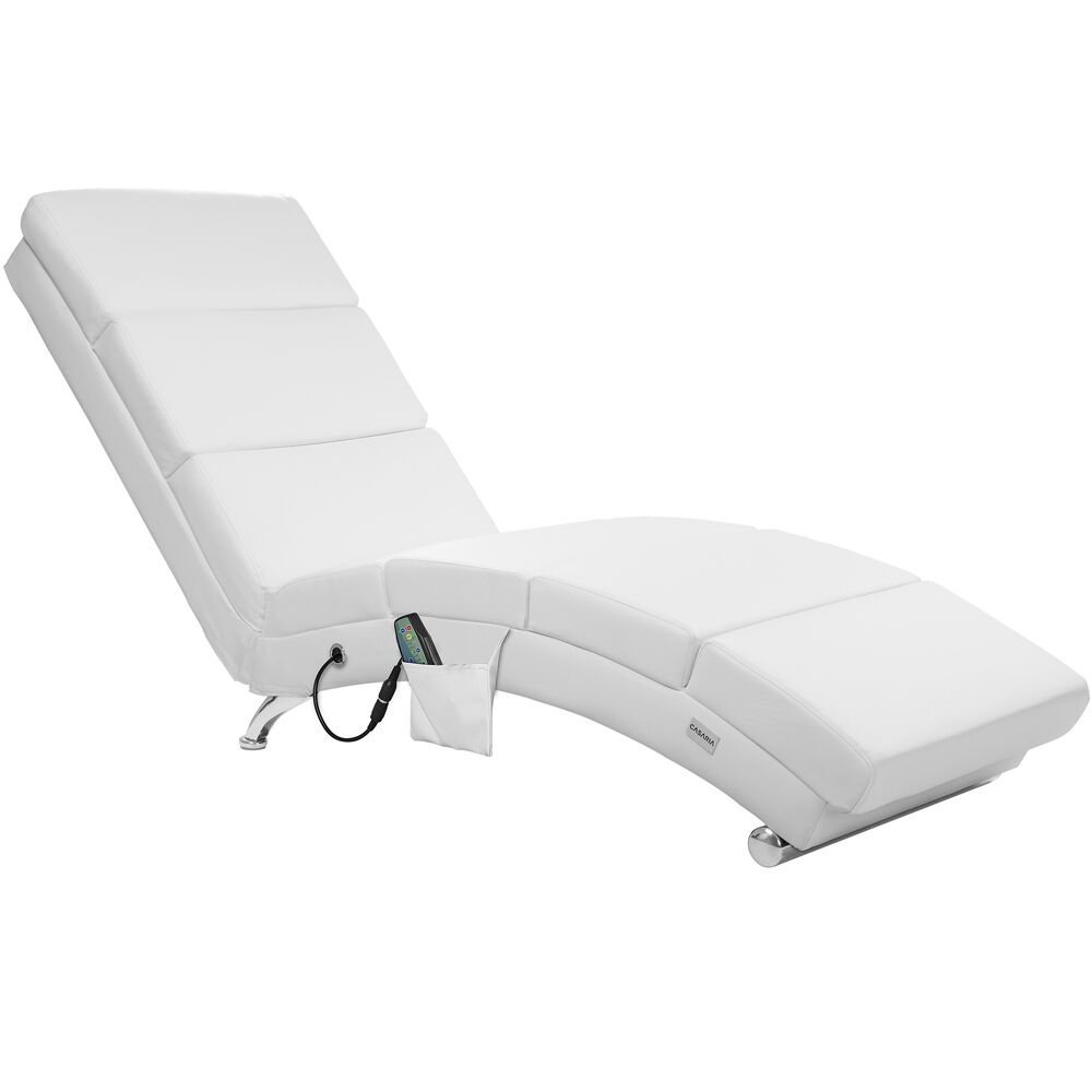 Relaxliege London Weiß mit Massage- + Heizfunktion