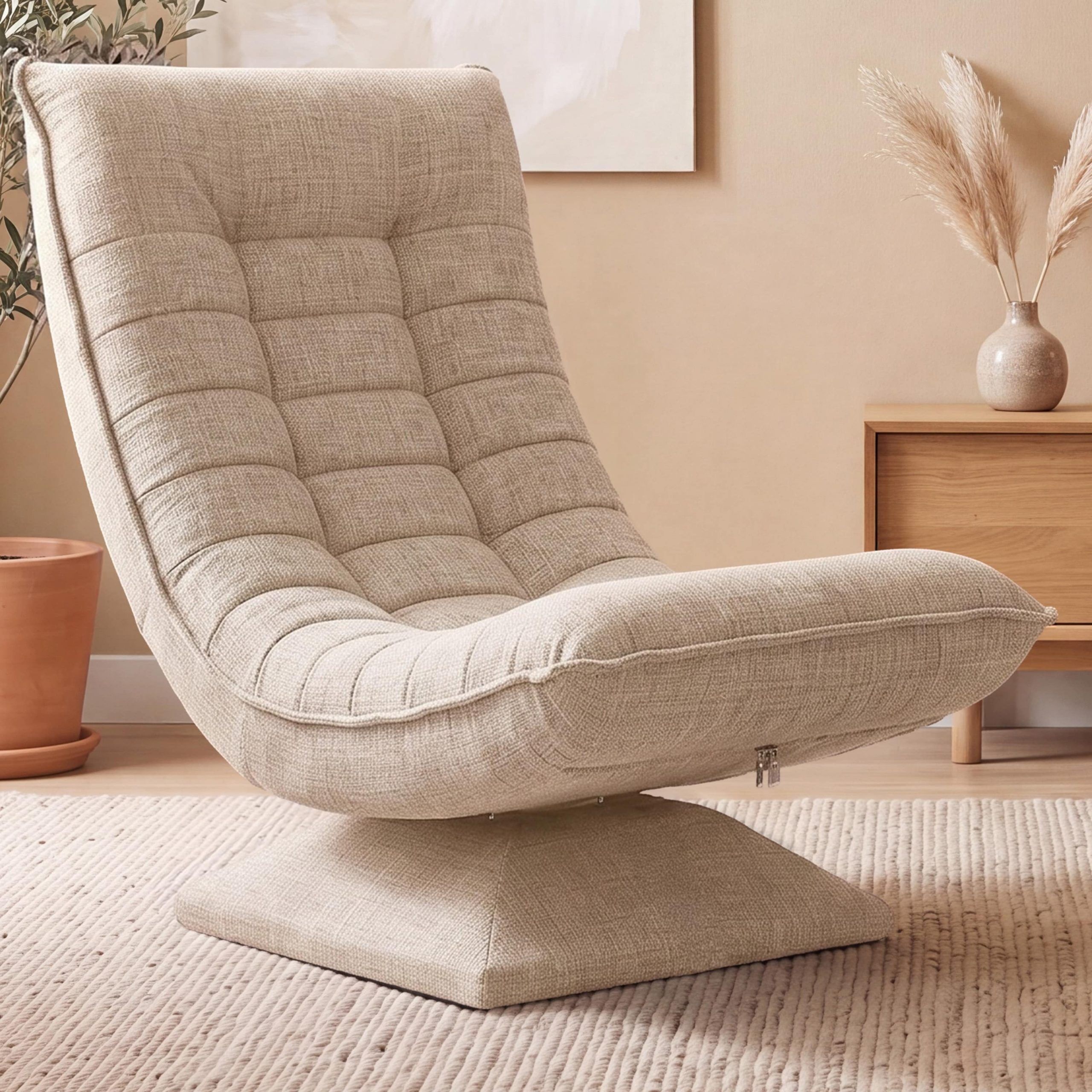 Sessel Aberdeen Creme Stoff 5fach verstellbar 360 Grad drehbar klappbar
