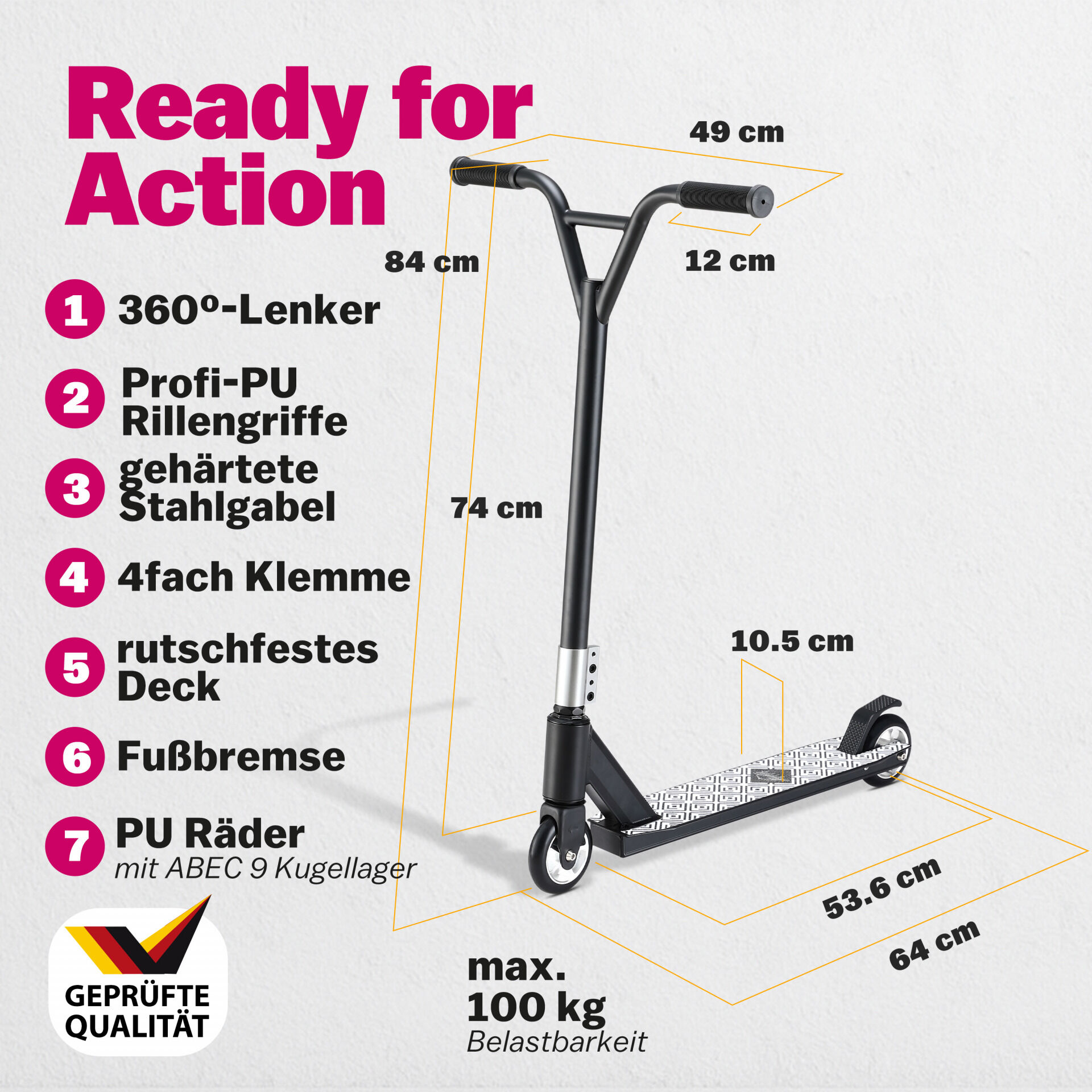 Stuntscooter Tundra Premium Schwarz/Weiß