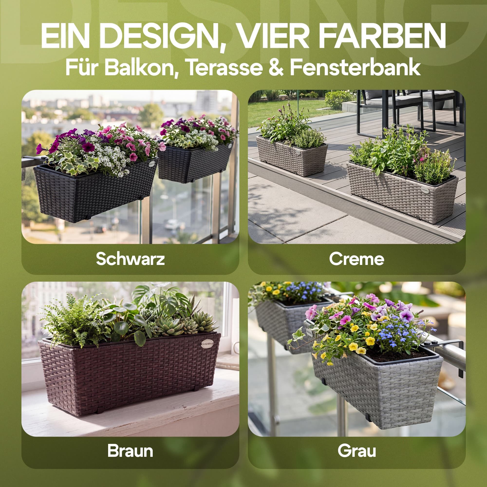Polyrattan Blumenkasten 2er-Set Creme