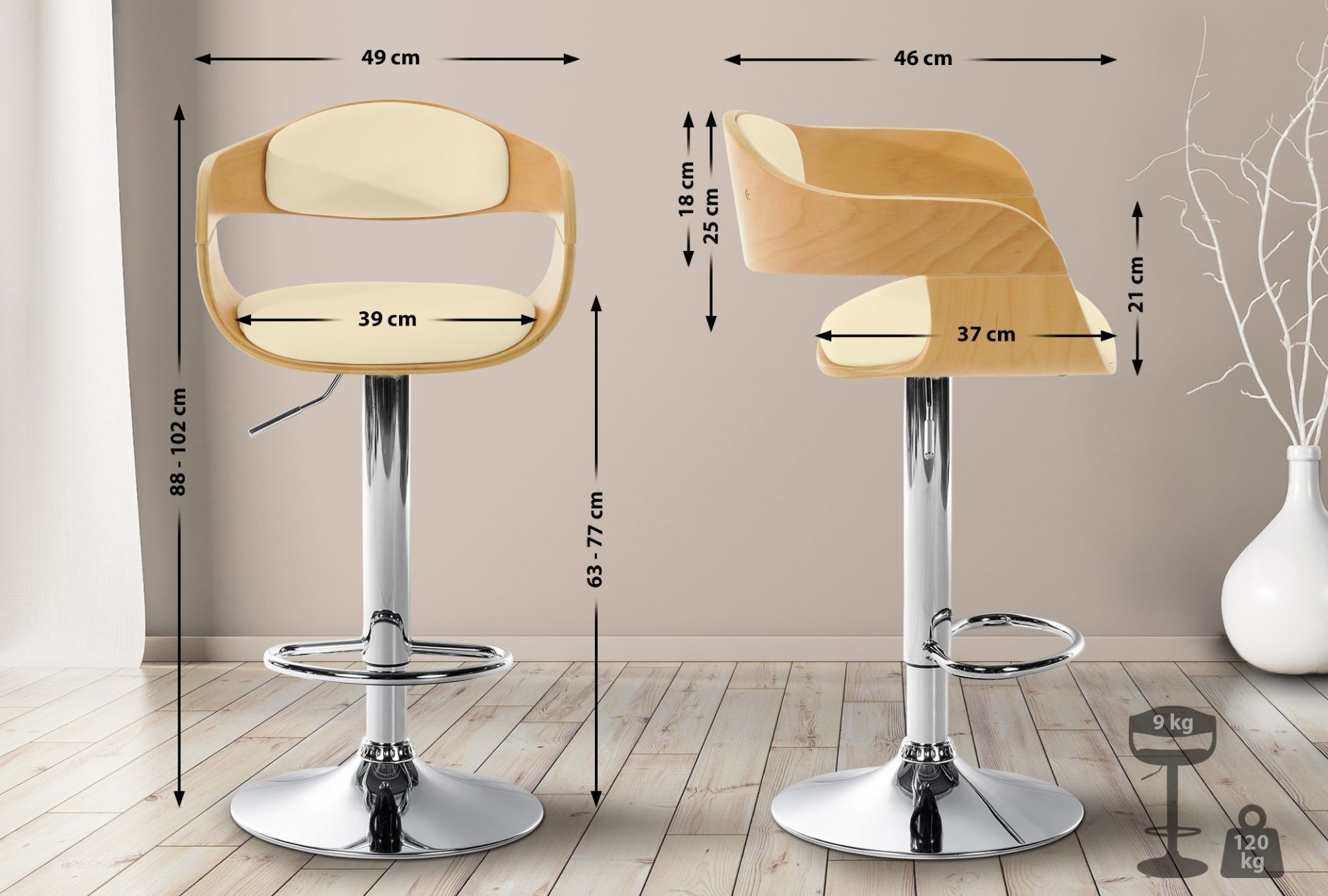 Barhocker Kingston C, natura/creme