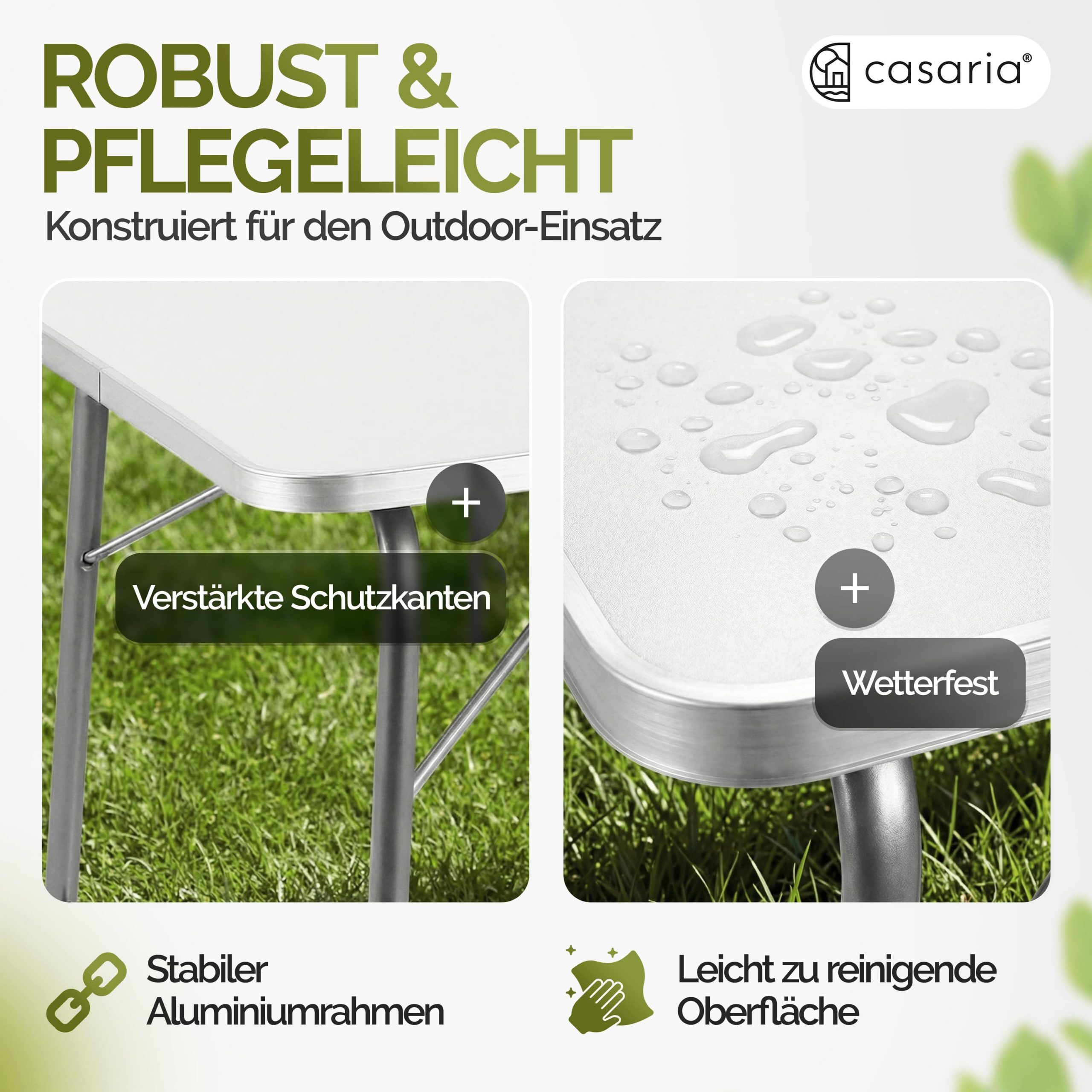 Gartentisch Silber Alu 80x55x50/69cm klappbar