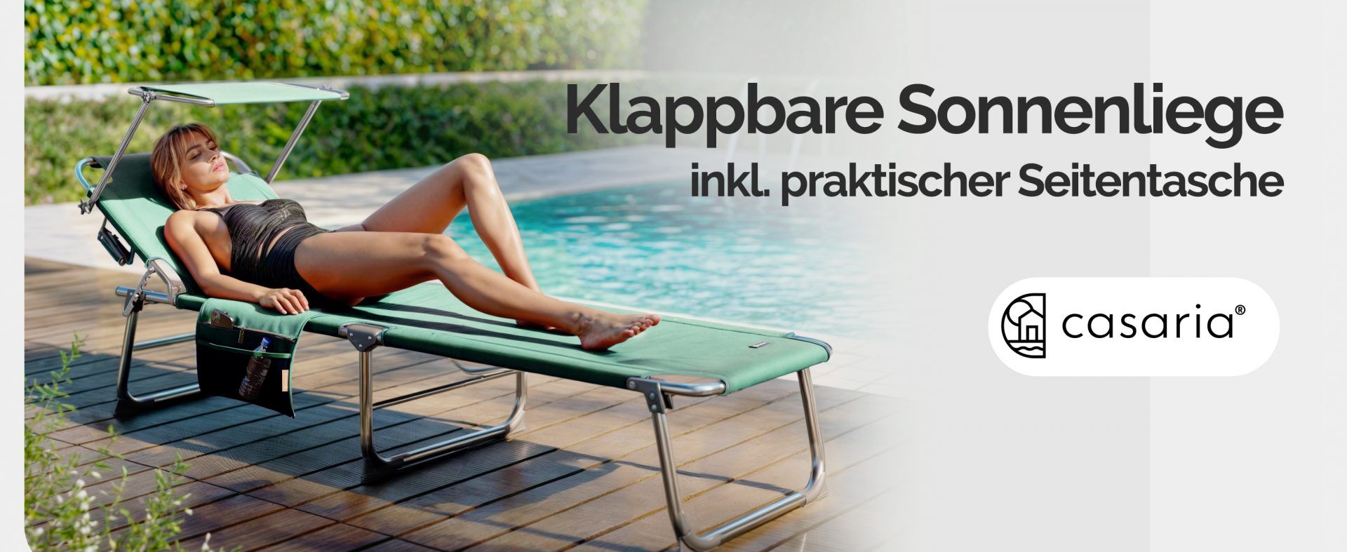 Gartenliege Ibiza Grün 190x59x29cm Alu Sonnendach