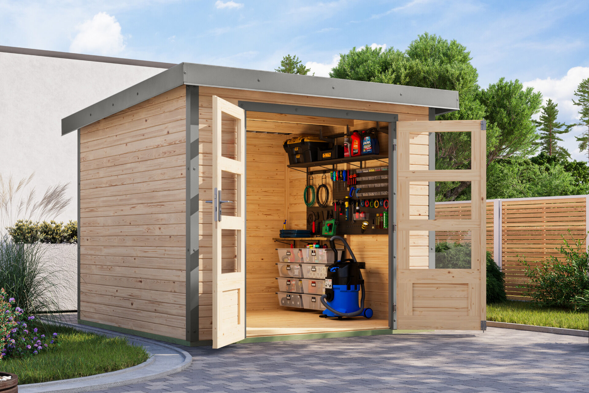 Karibu Pultdach Holz & Metall Gartenhaus Jupiter 3,5