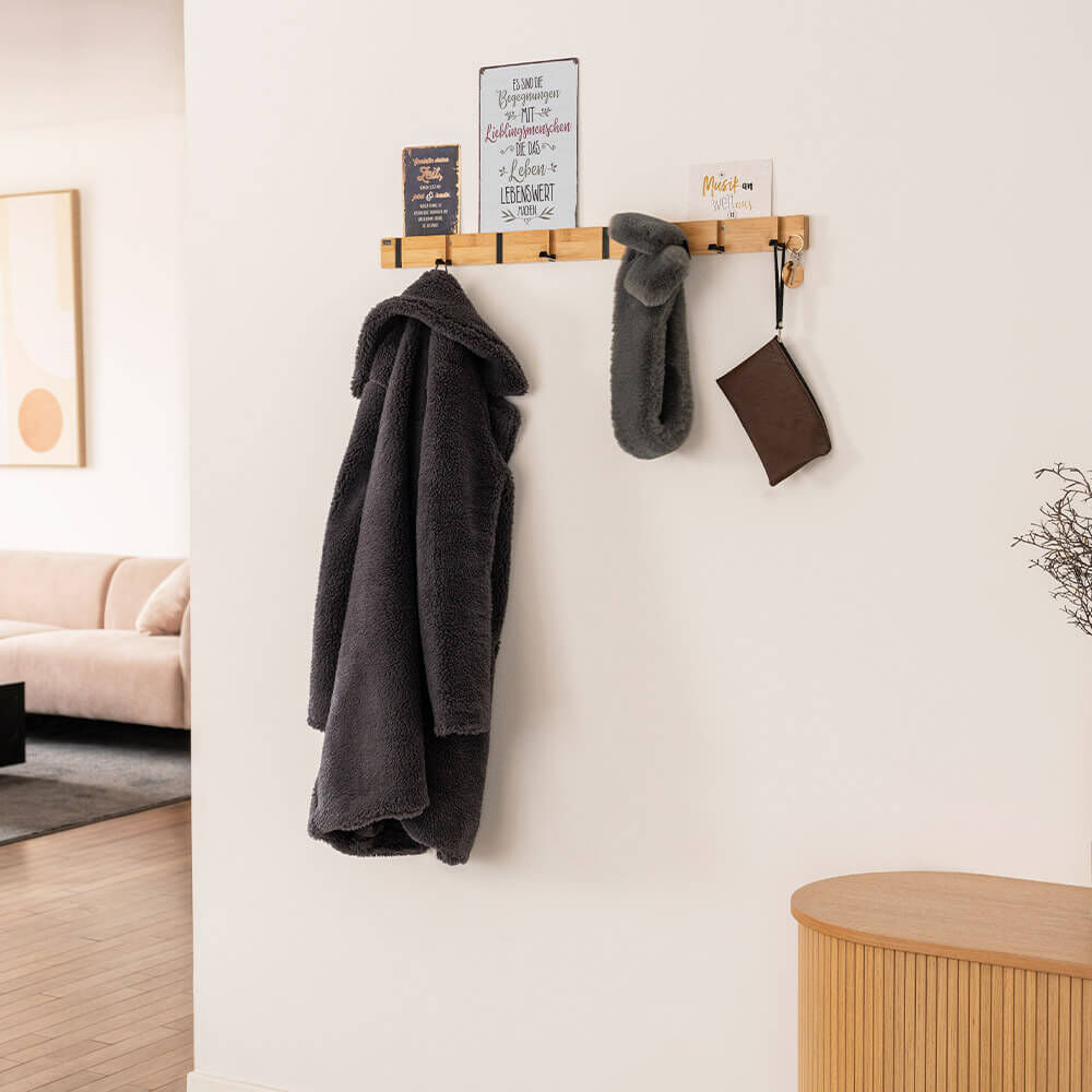 Garderobenleiste HOOK inkl. Haken und Magnete - Bambus