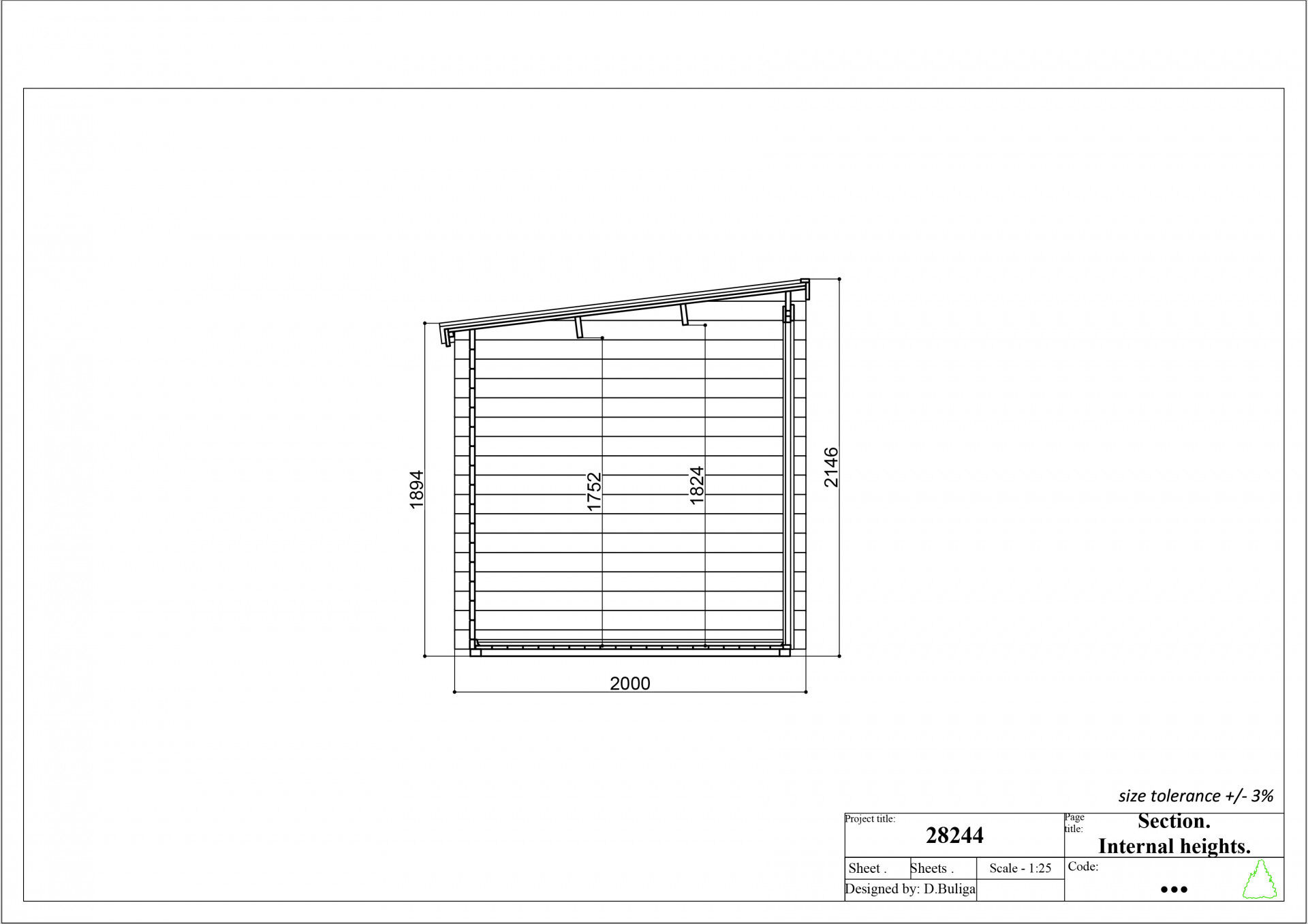 Gartenhaus Funny 13 – Flachdach Blockbohlenhaus 3×2 m