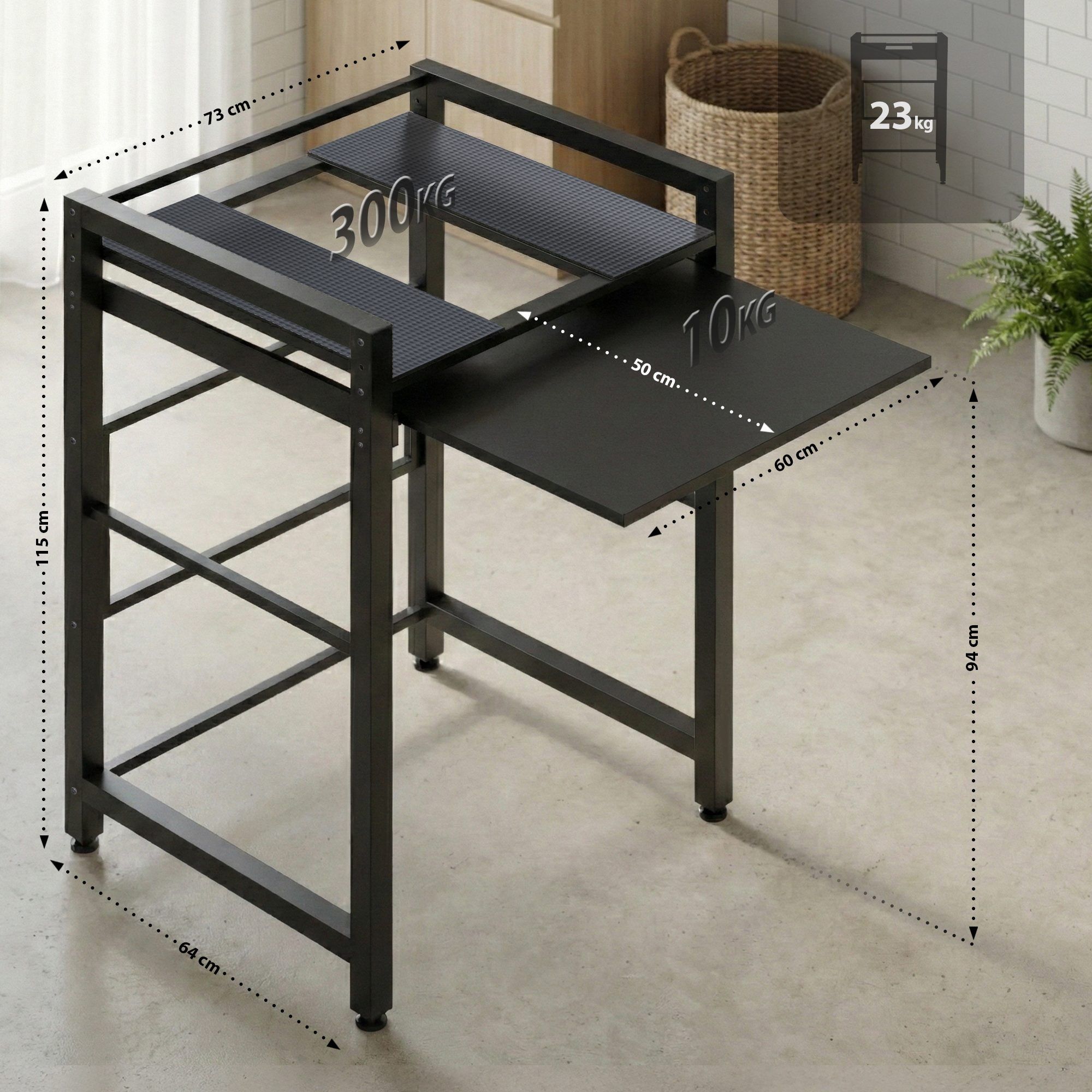 Waschmaschinenregal Juri, schwarz