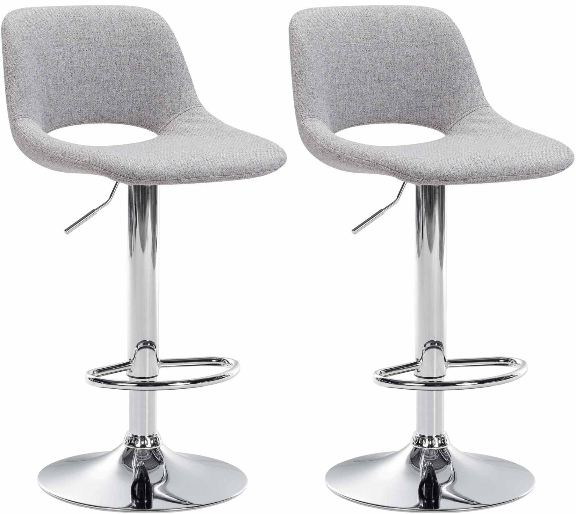 2er Set Barhocker Camden Stoff chrom, hellgrau