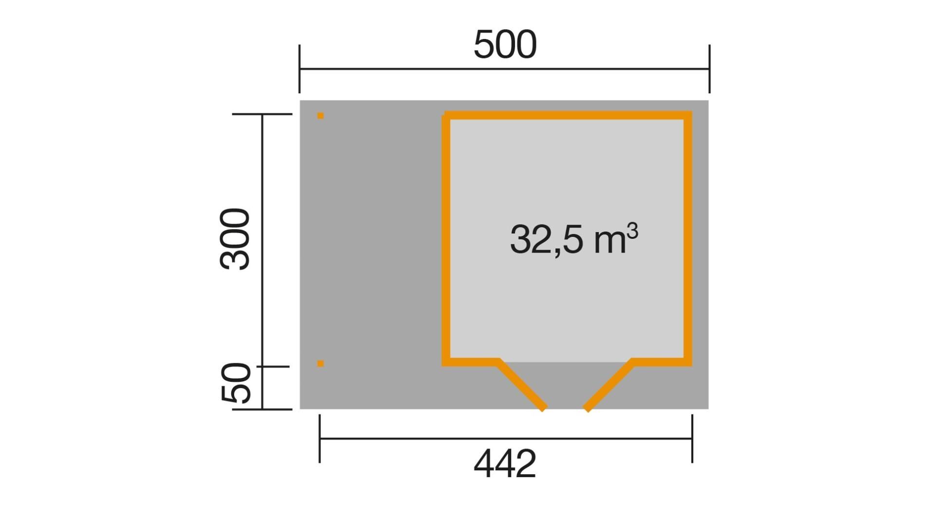 weka Design-Gartenhaus 126 A 5,0x3,8m, Naturbelassen, Premium Dachbahn selbstklebend