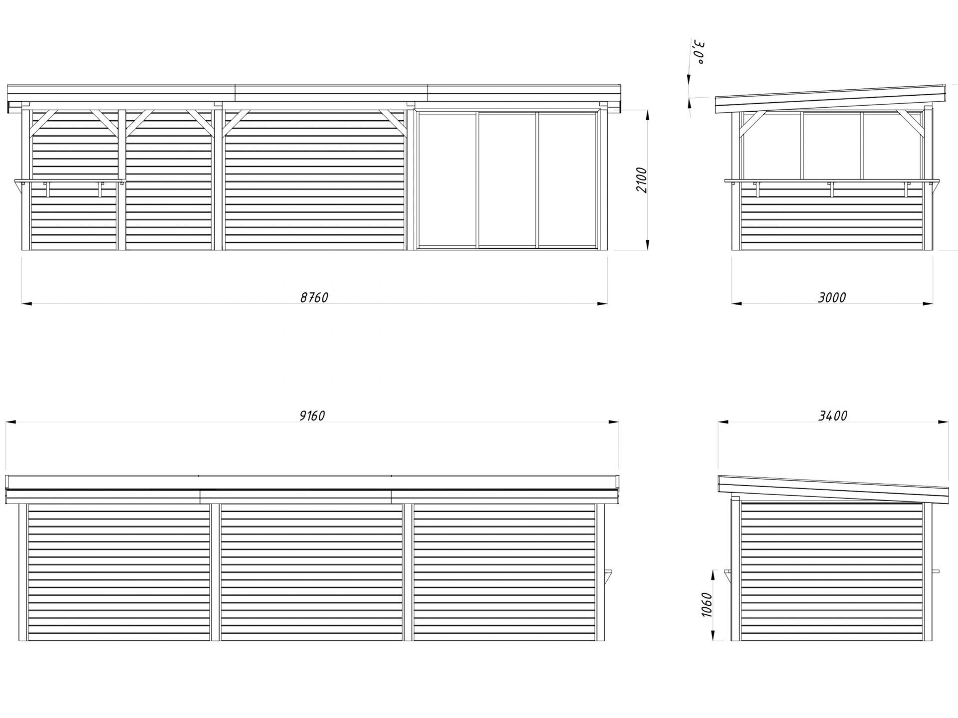 Palmako modernes Gartenhaus Lenna 24,9 m2 Set 415 Slide