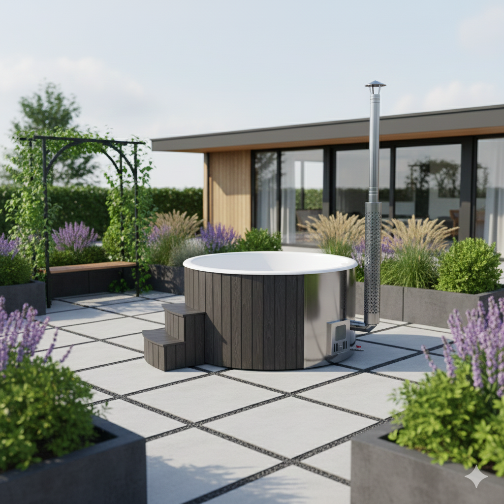 SPANOVA Hottub rund 225 WPC im Garten