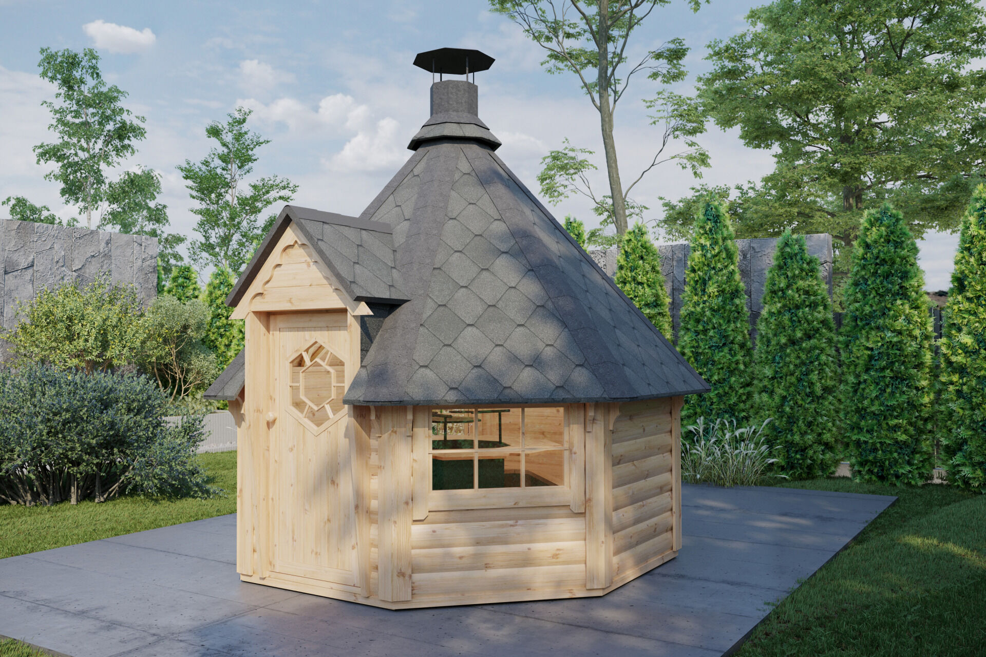 Grillkota Elegance 6,9m² schwarz, Seitenansicht