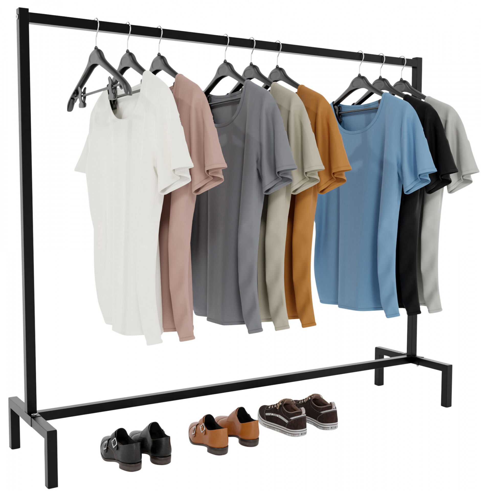 Kleiderständer Melva 150x38x120, schwarz