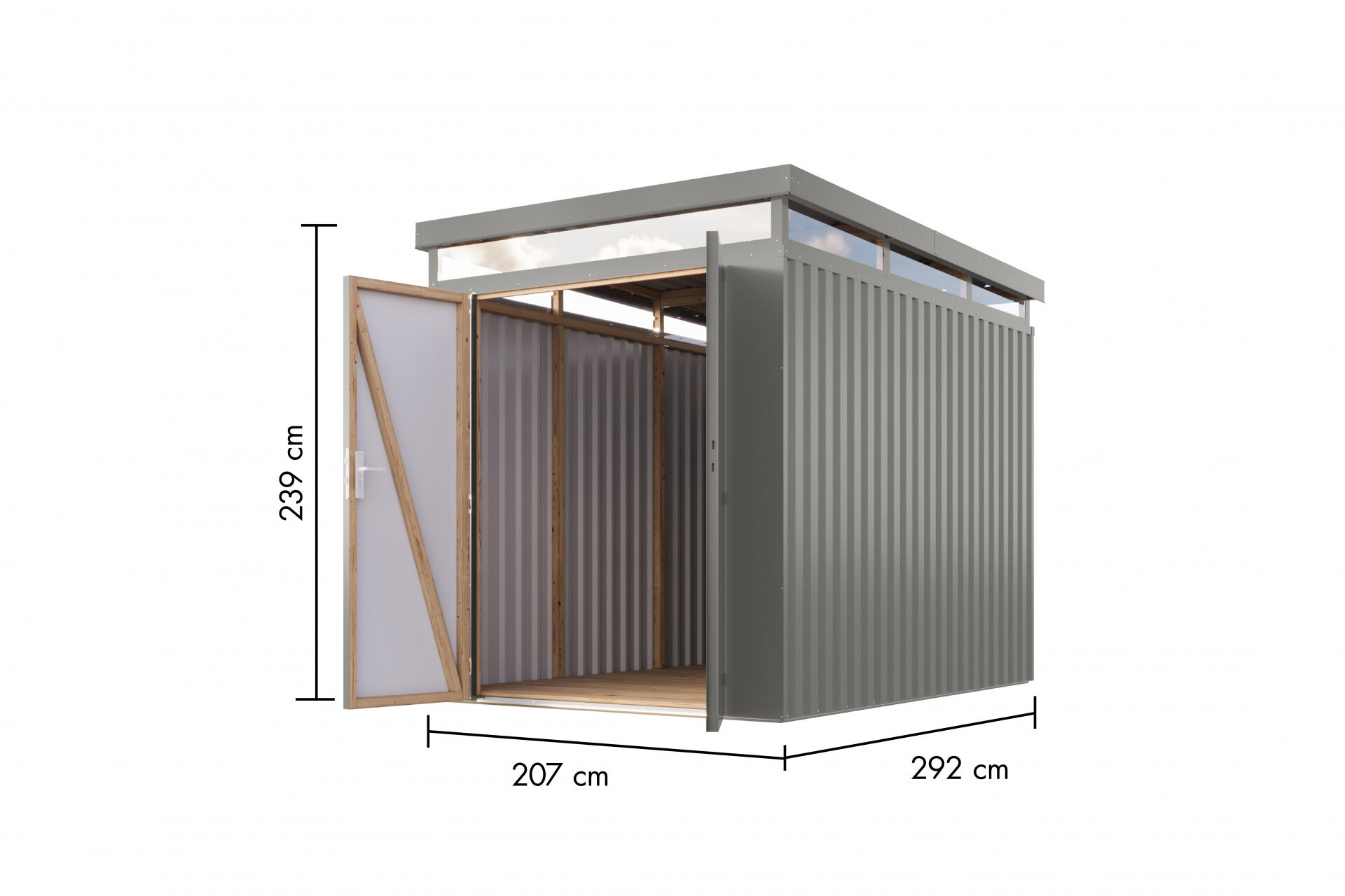 Karibu Flachdach Metall Gartenhaus Aurum 2,5, graualuminium