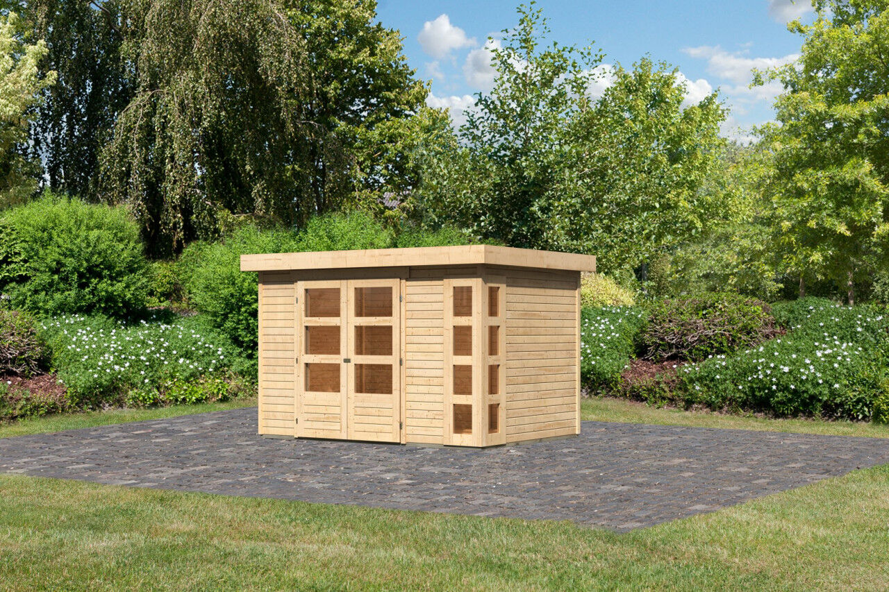 Flachdach Gartenhaus Kerko 4 natur