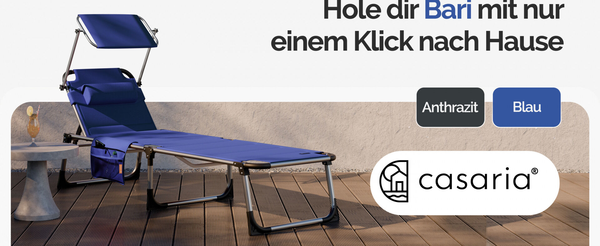 Gartenliege Bari Blau 210x60x81cm