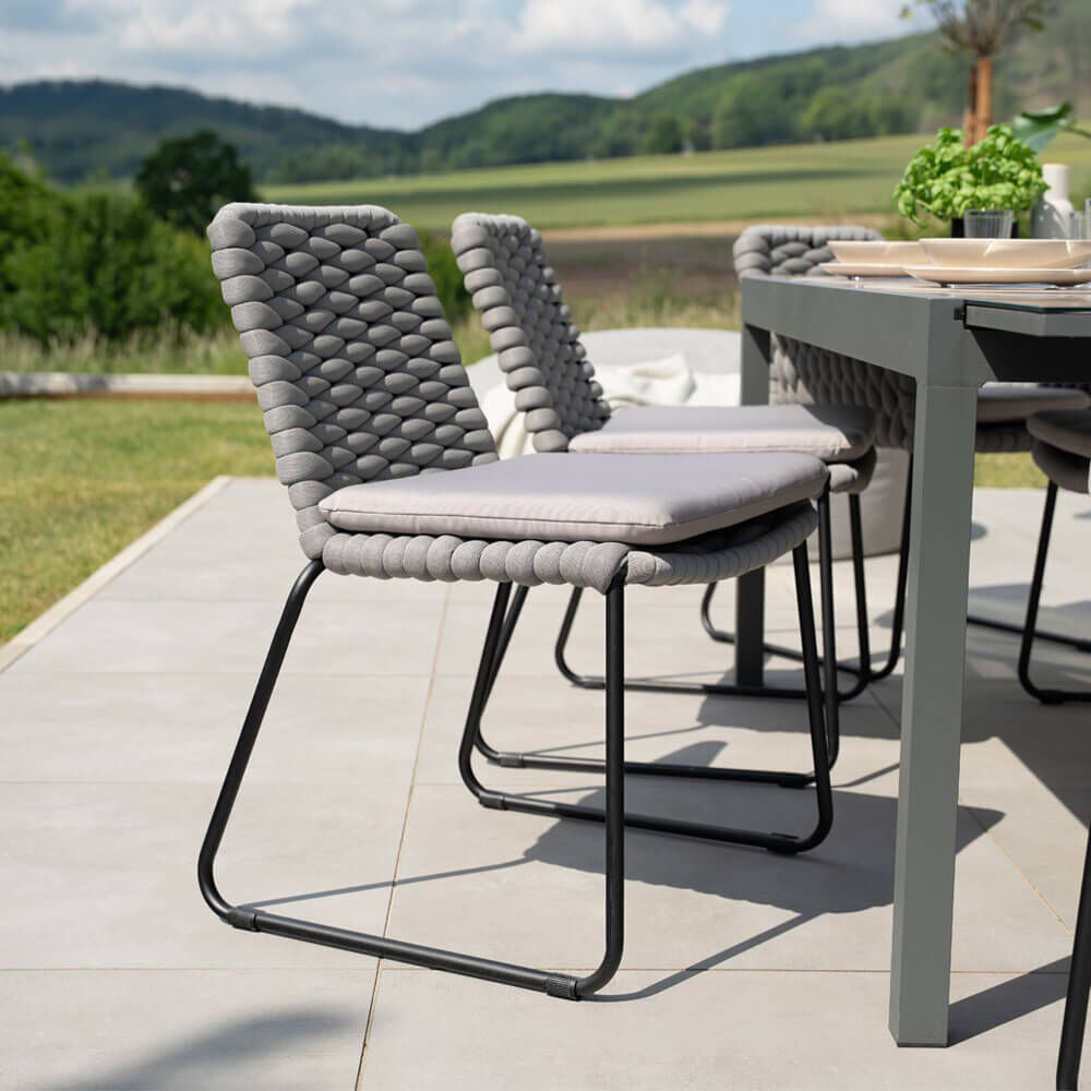 Gartenstuhl aus Seilgeflecht BALERO Hellgrau - 10er Set