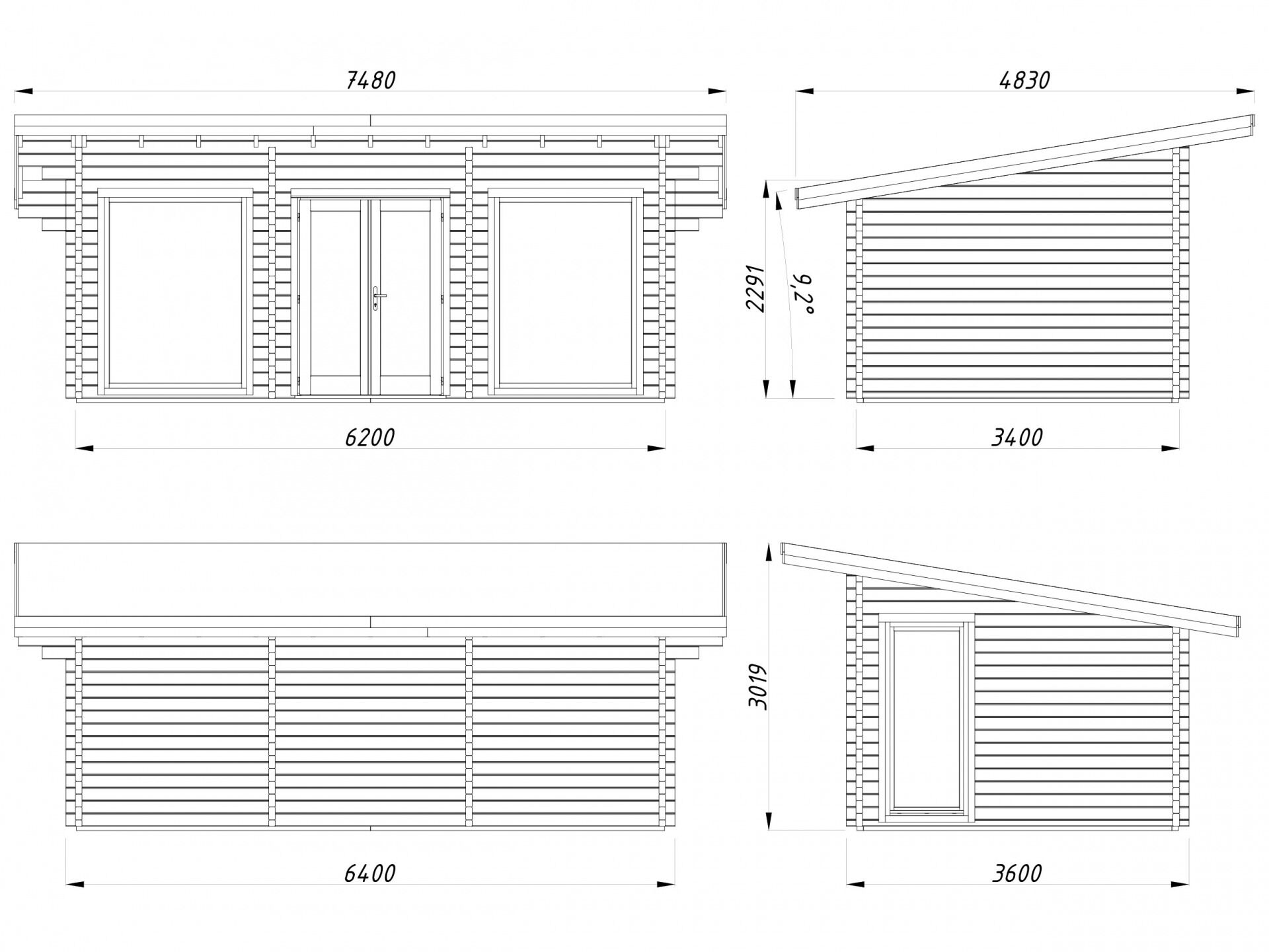 Palmako Pultdach Gartenhaus Heidi 19,7 m²