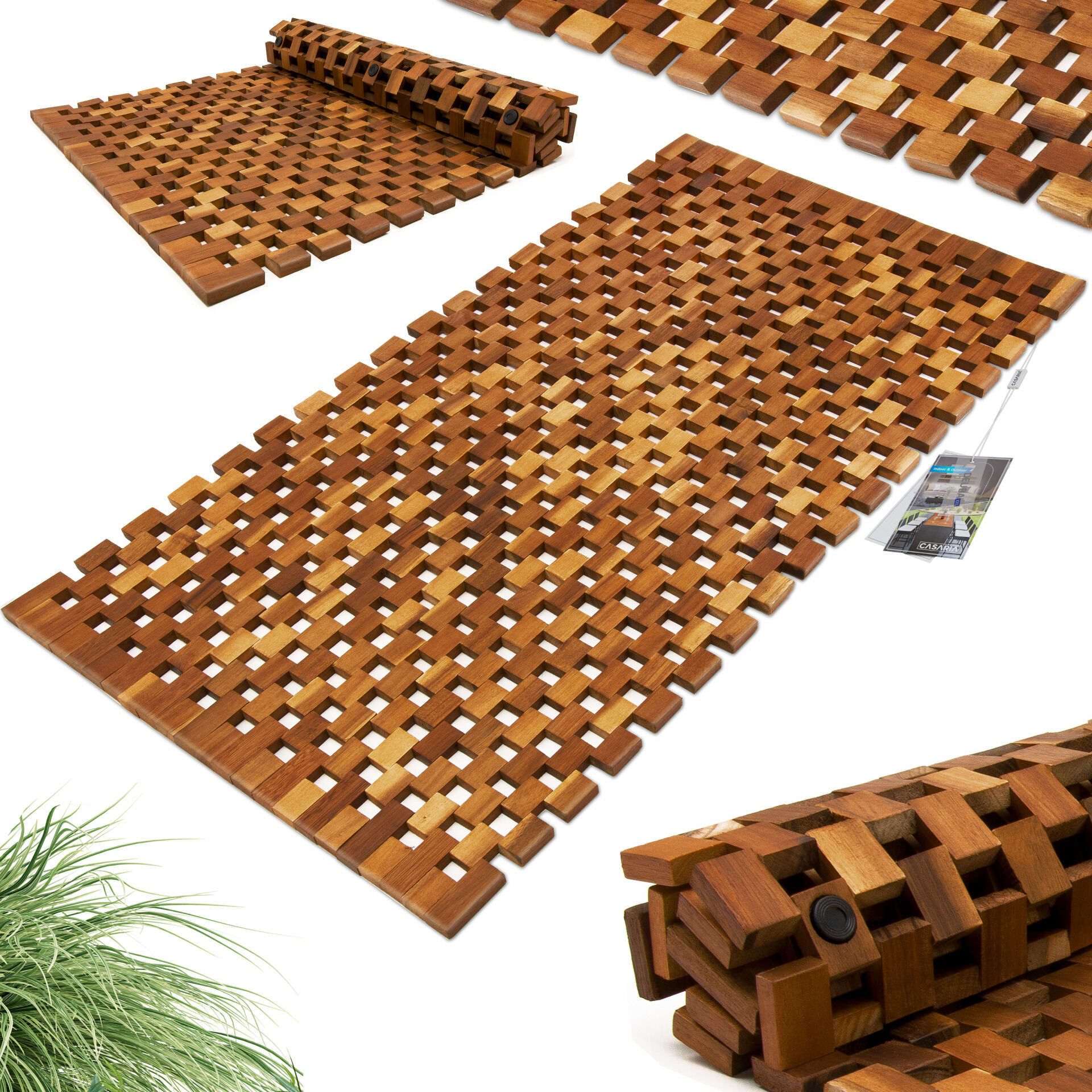 Badvorleger Holz 80x50cm FSC®-zertifiziertes Akazienholz Gummistopper