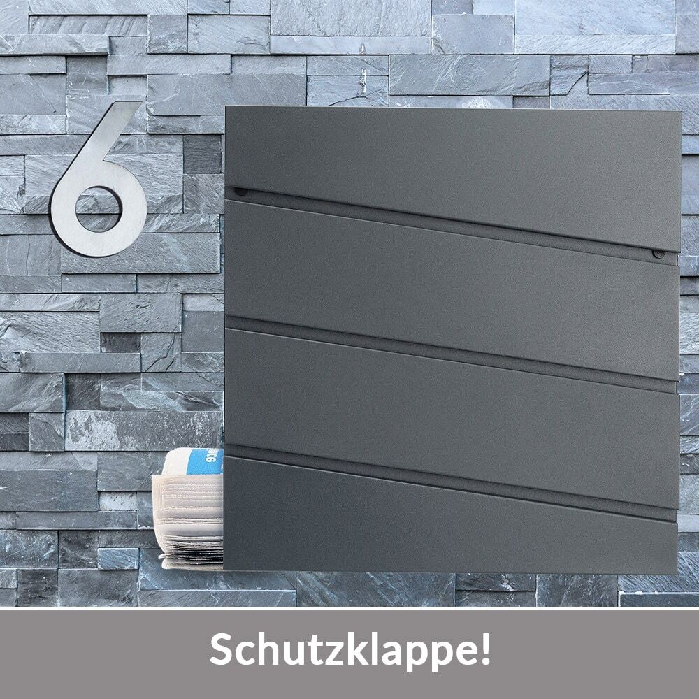 Briefkasten mit Zeitungsrohr Anthrazit Stahl