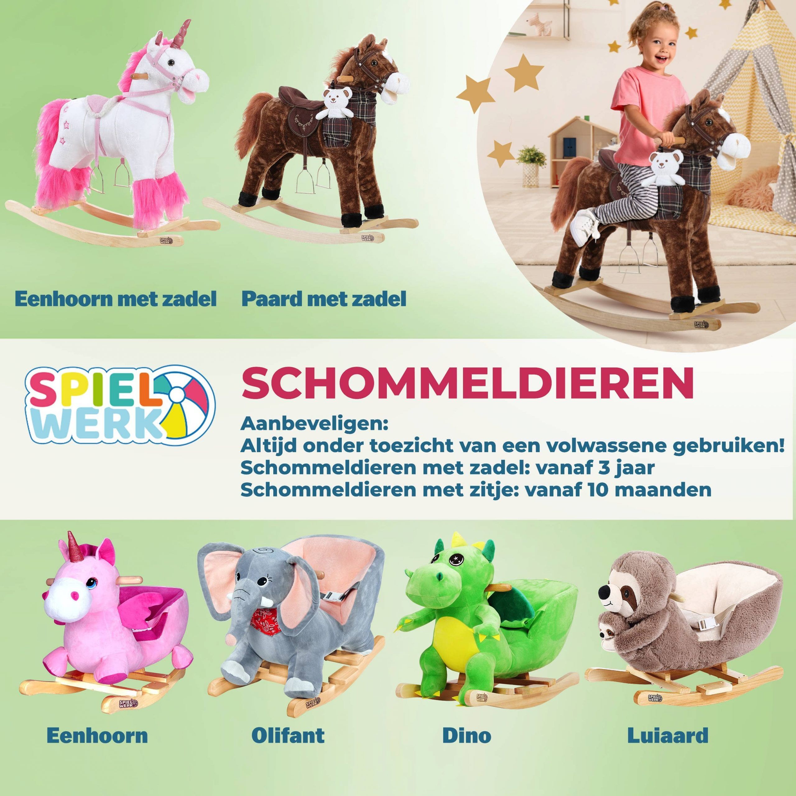 Schaukeltier Einhorn Weiß mit Geräuschfunktion