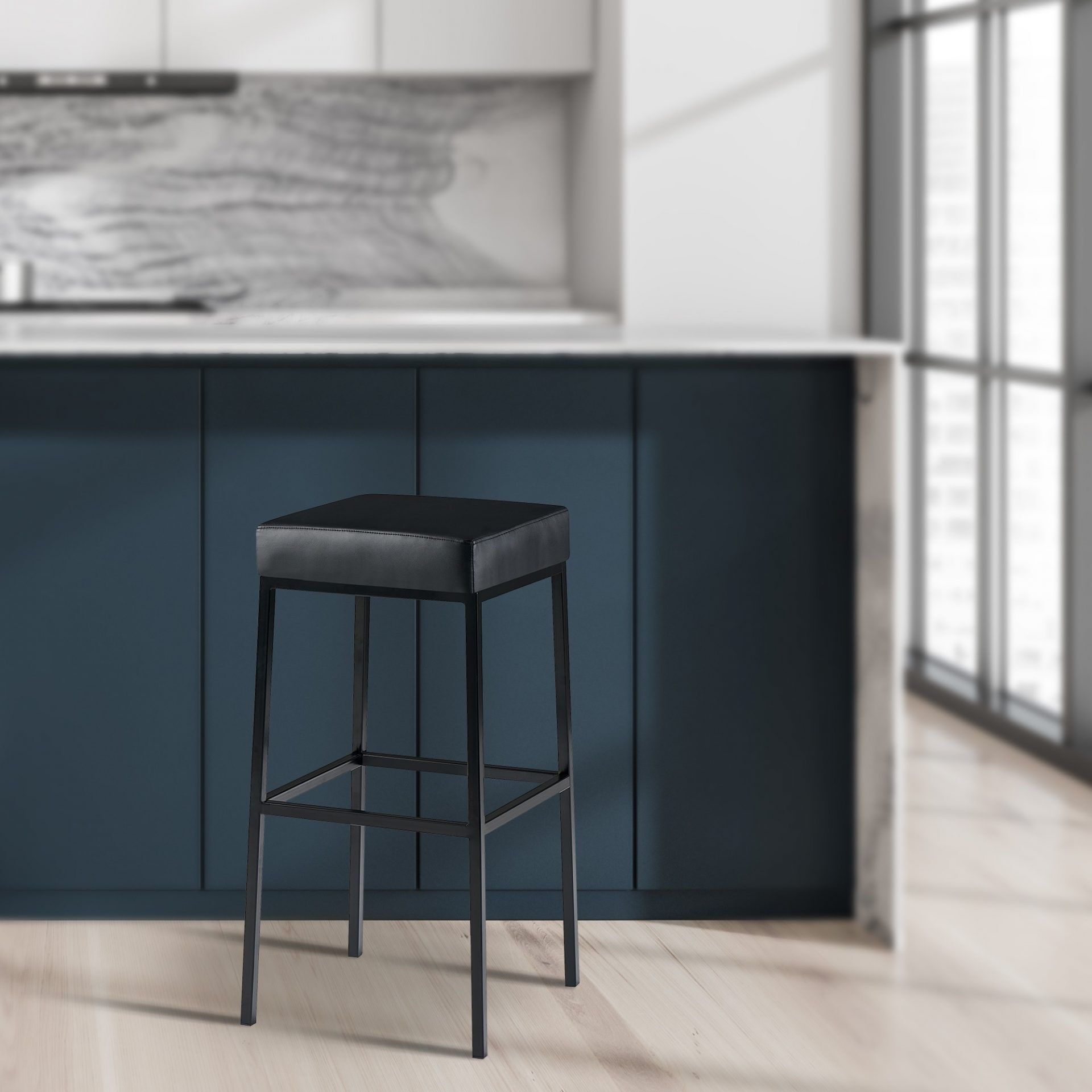 2er Set Barhocker Montreal 80 Kunstleder schwarz, schwarz