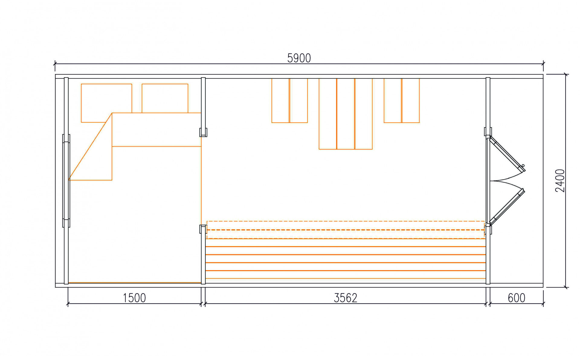 Camping Pod Helsinki 240x590, Bausatz