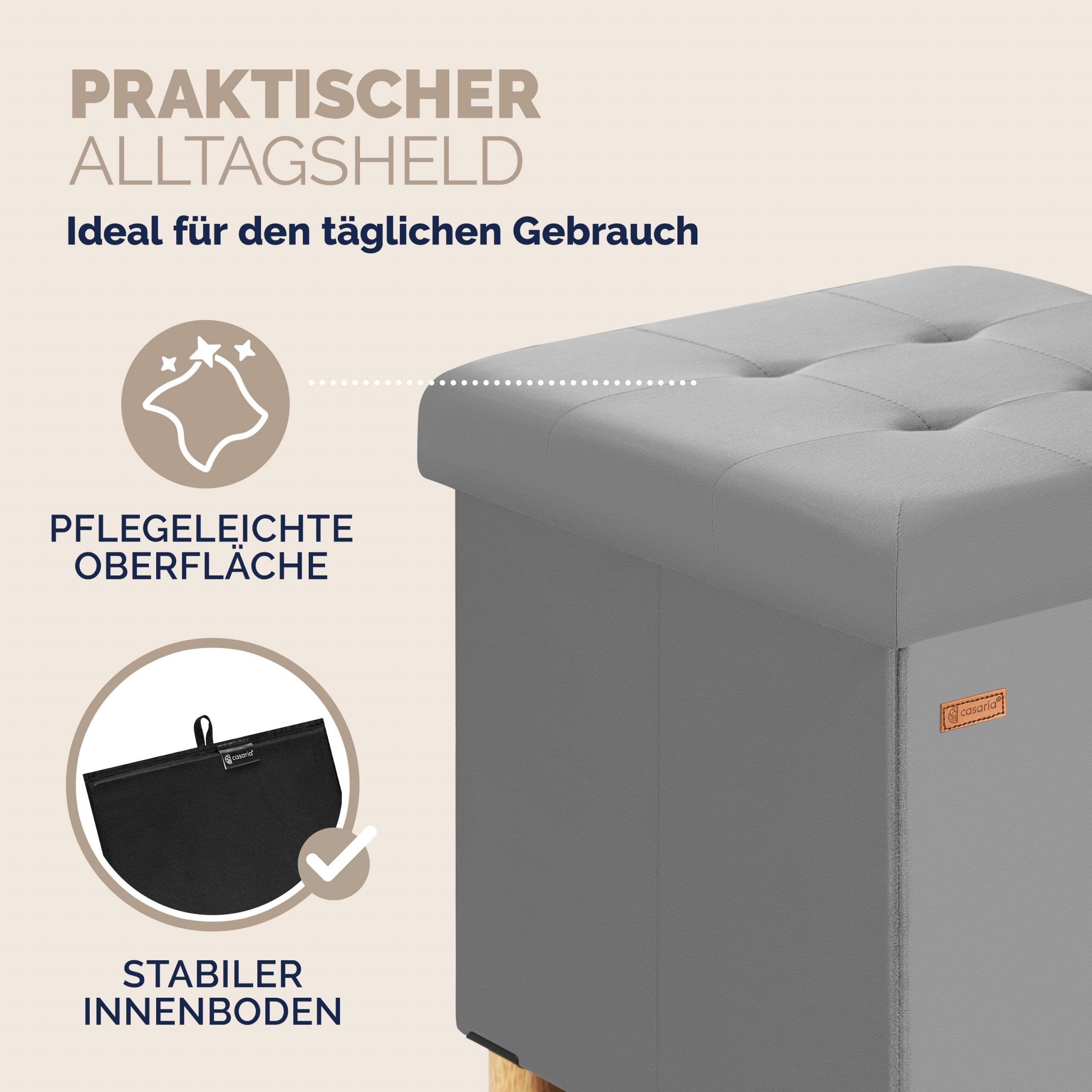 Sitzhocker Grau Samt 42x38x38cm faltbar
