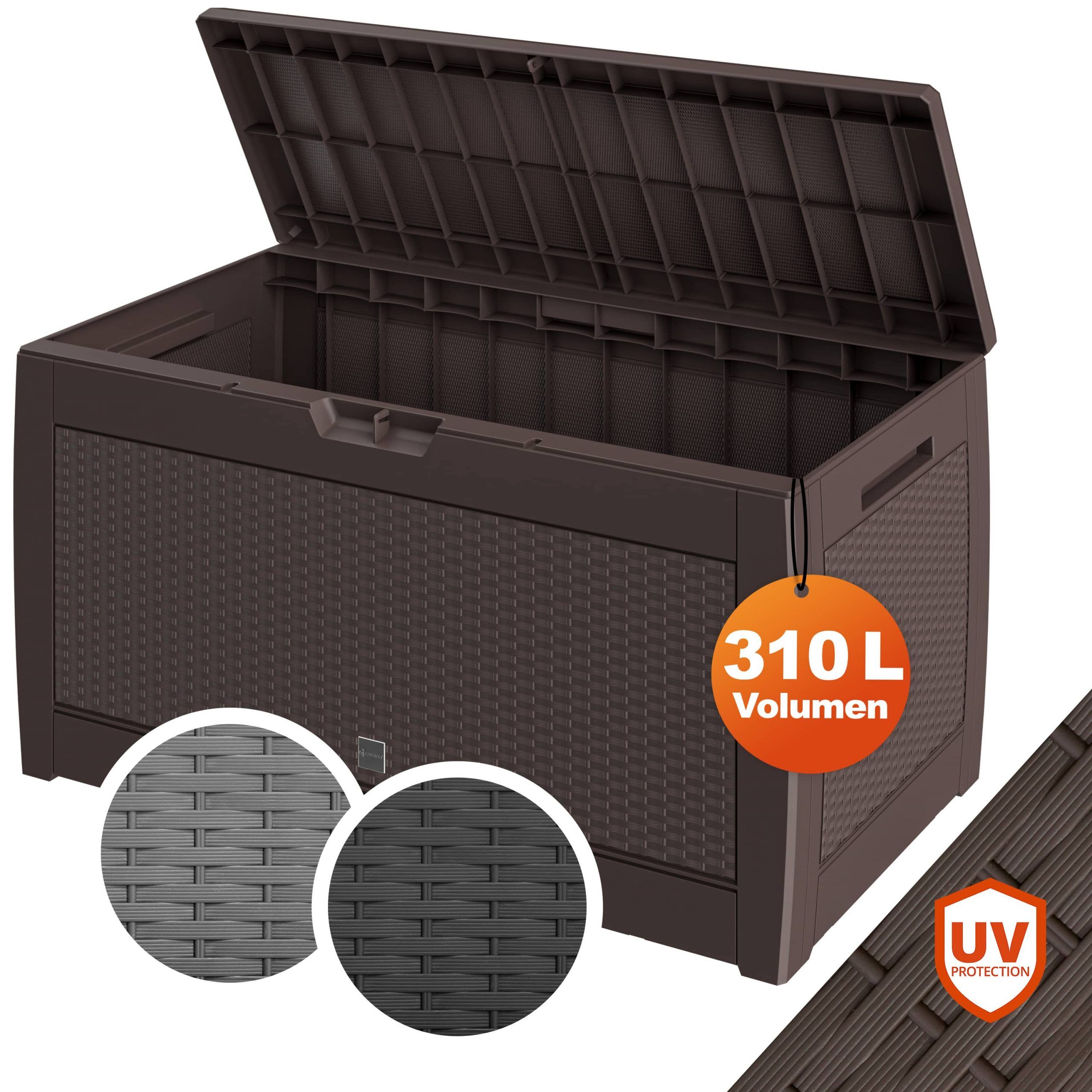 Gartenbox Rato 310L Braun Rattan Optik wasserdicht