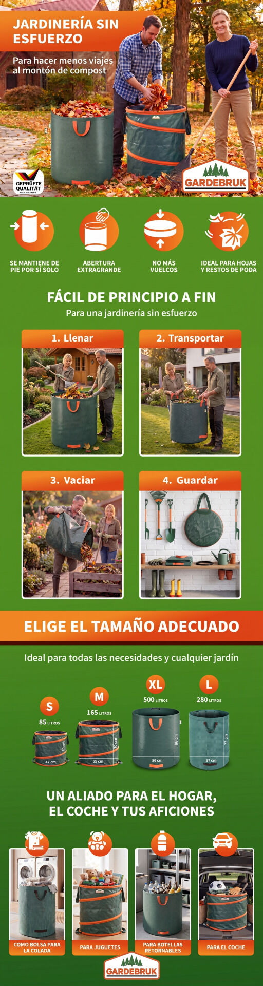 Gartenabfallsack 4er-Set je 500 Liter