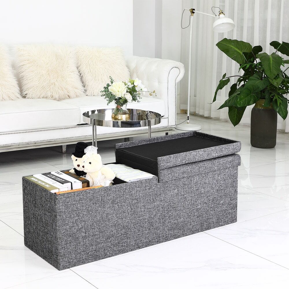 Sitzbank Dunkelgrau 115x38x38cm mit Klappdeckel