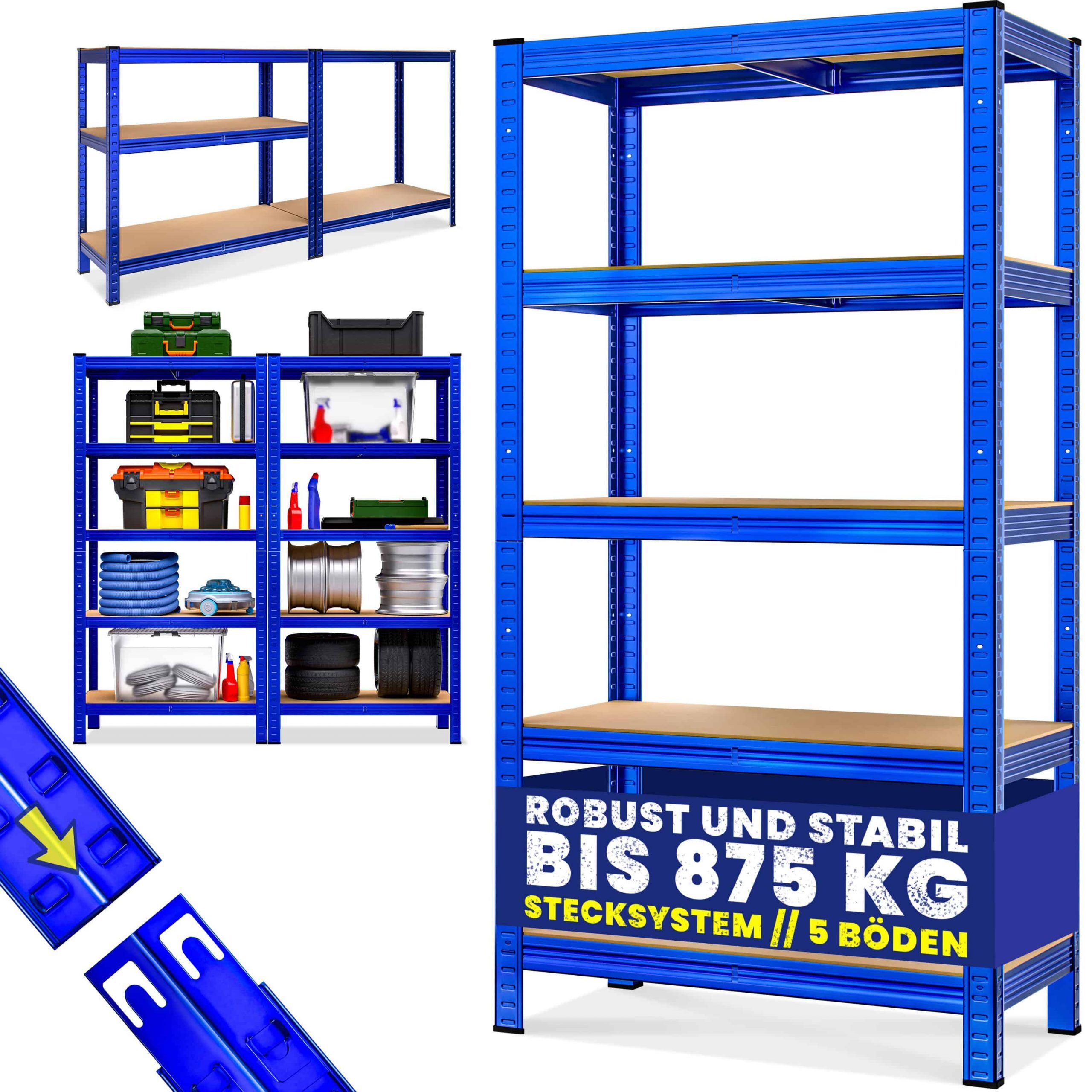 659107 Schwerlastregal Blau 180x90x40cm pulverbeschichtet Tragkraft 875kg