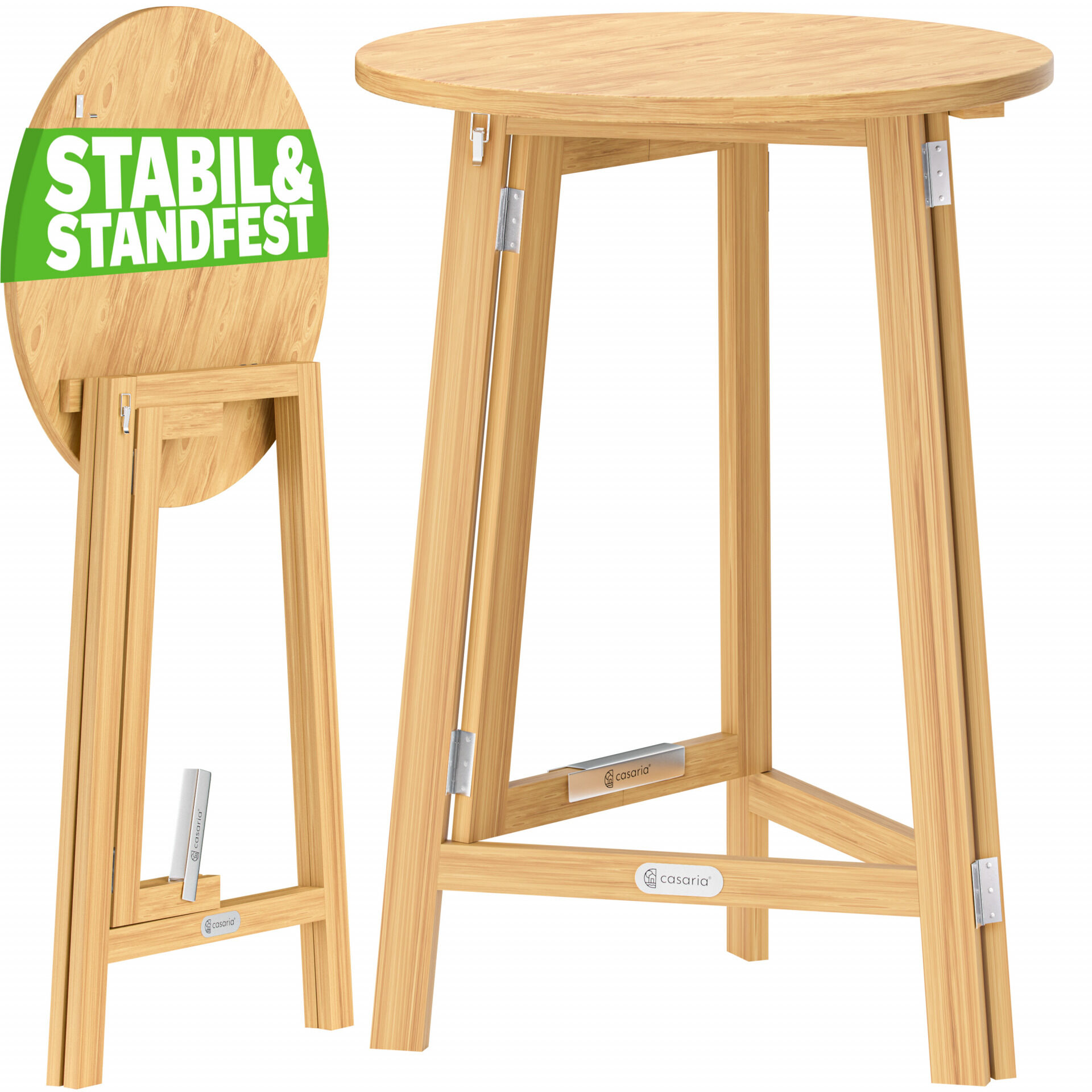 Stehtisch klappbar platzsparend Massivholz Ø78cm 111cm stabiler Stand