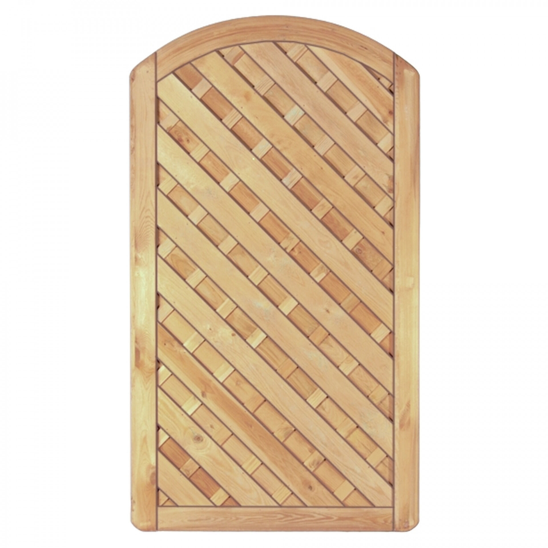 Maxi-Diagonal Bogen Tor 100 x 180/160 cm, Rahmen 45/90 mm, ohne Beschlag, kdi grün, Lamellen geriffelt & geschraubt