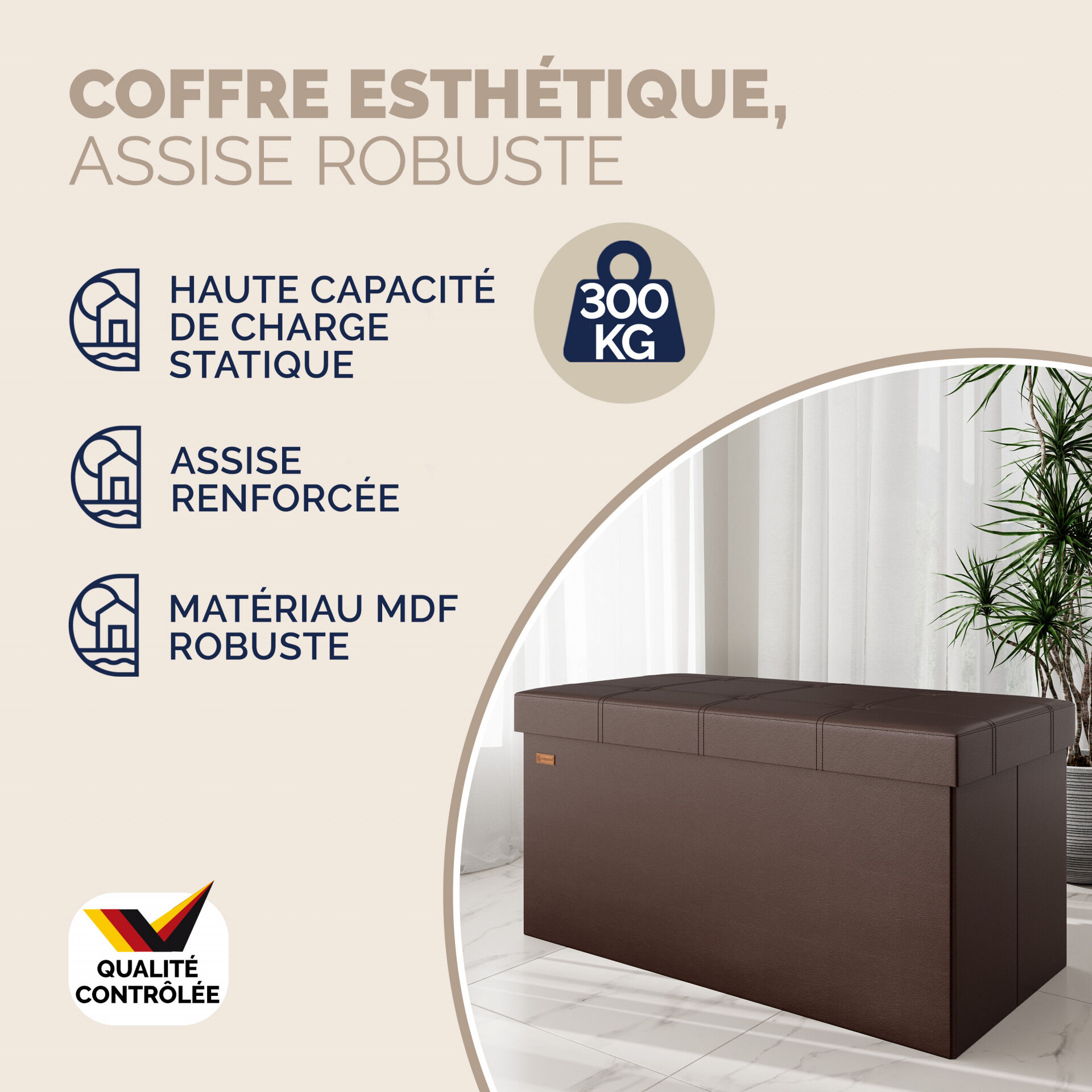 Sitzbank Braun 80x40x40cm MDF faltbar