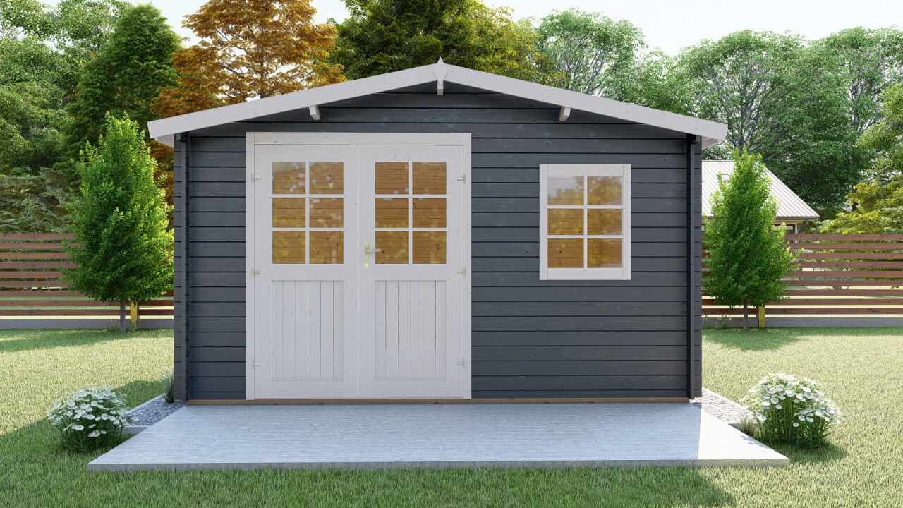 Gartenhaus Schweden 19 – 28 mm Blockbohlen mit Doppeltür