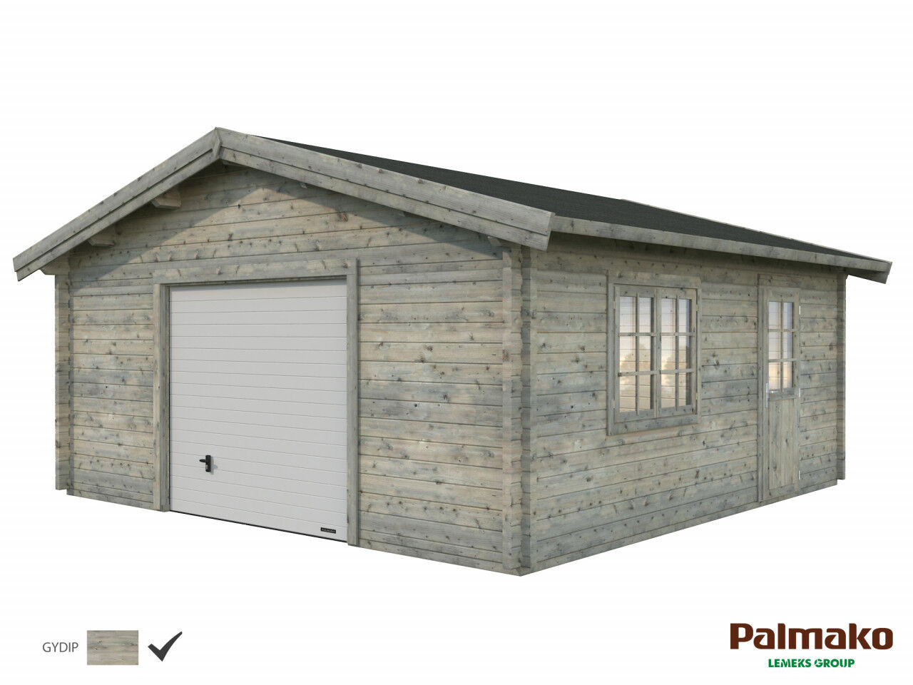 Palmako Holzgarage Roger 27,7 m² mit Sektionaltor
