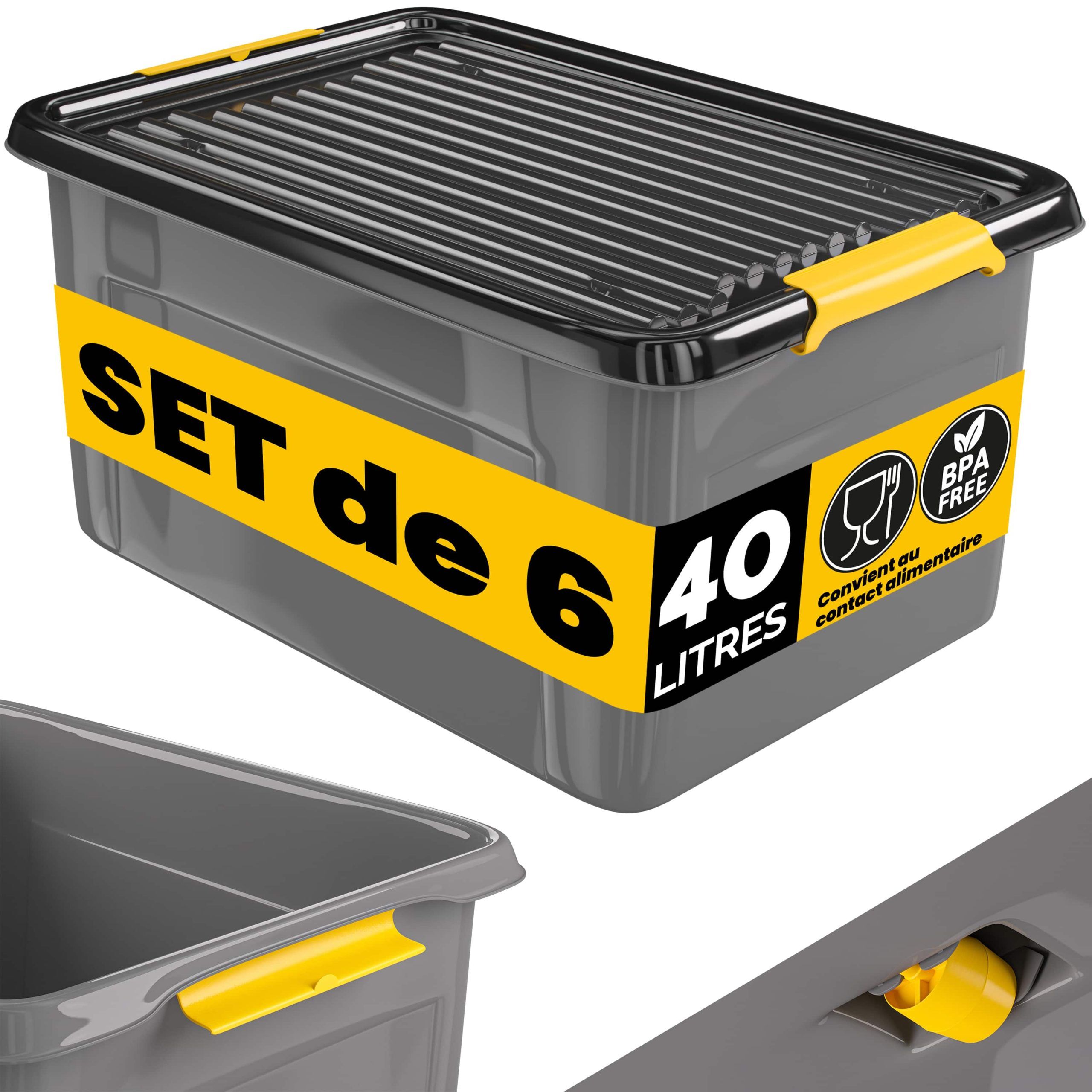 Aufbewahrungsbox 6er-Set Grau/Anthrazit 58x39x25cm stapelbar