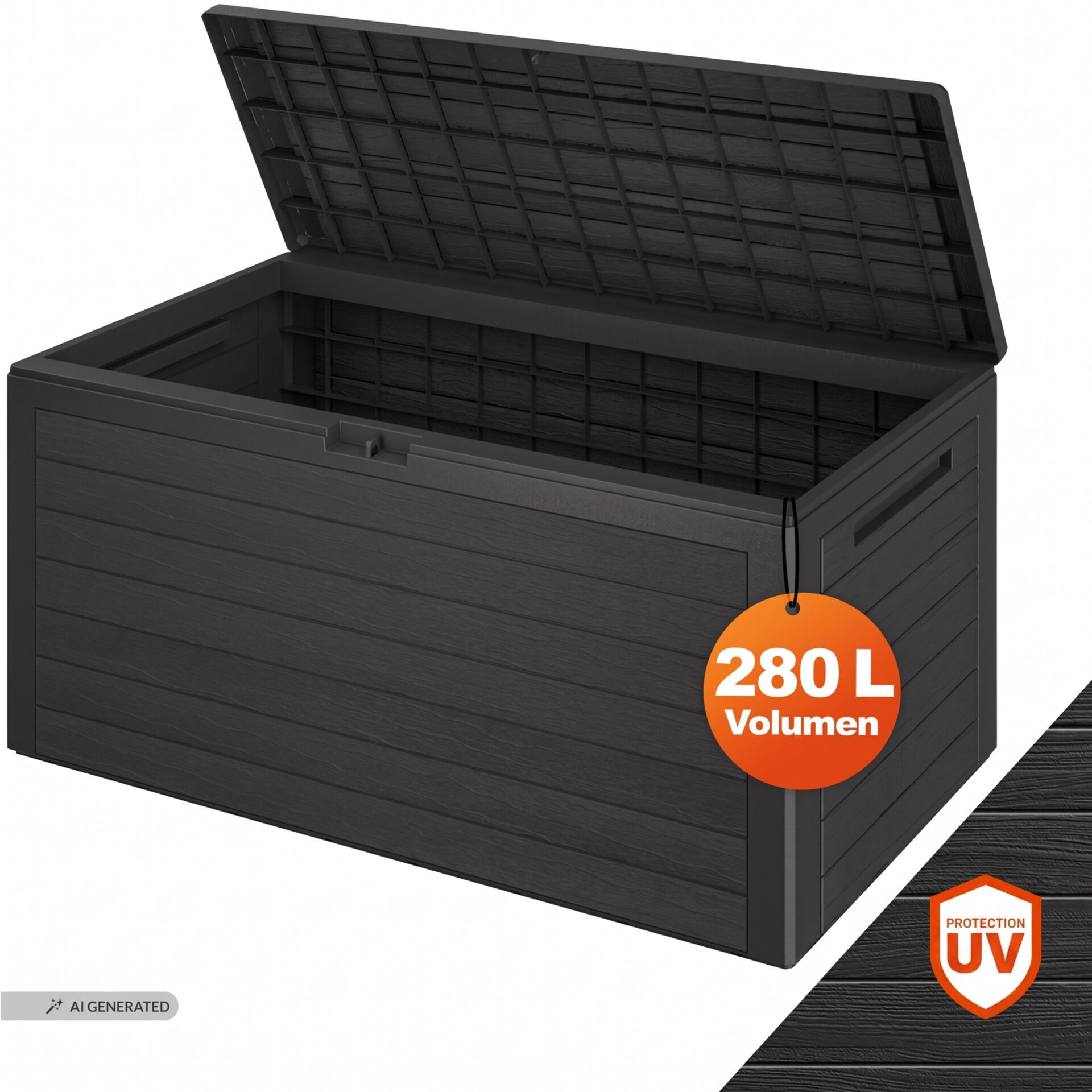 Gartenbox Woody 280L Anthrazit Holzoptik wasserdicht