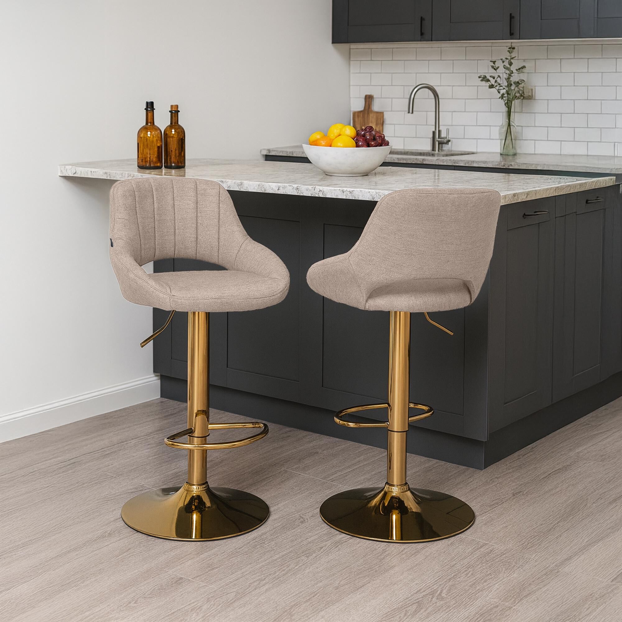 Barhocker Milet Stoff gold, taupe