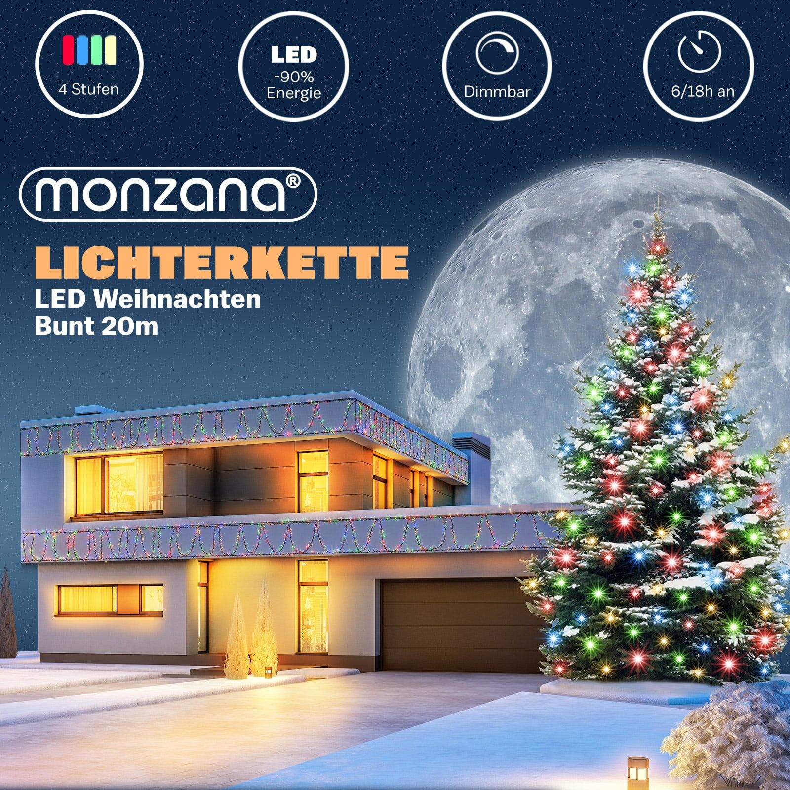 Lichterkette Weihnachten Bunt 20m Fernbedienung