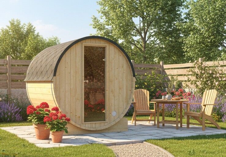 Fsssauna Luka Fichte im Garten