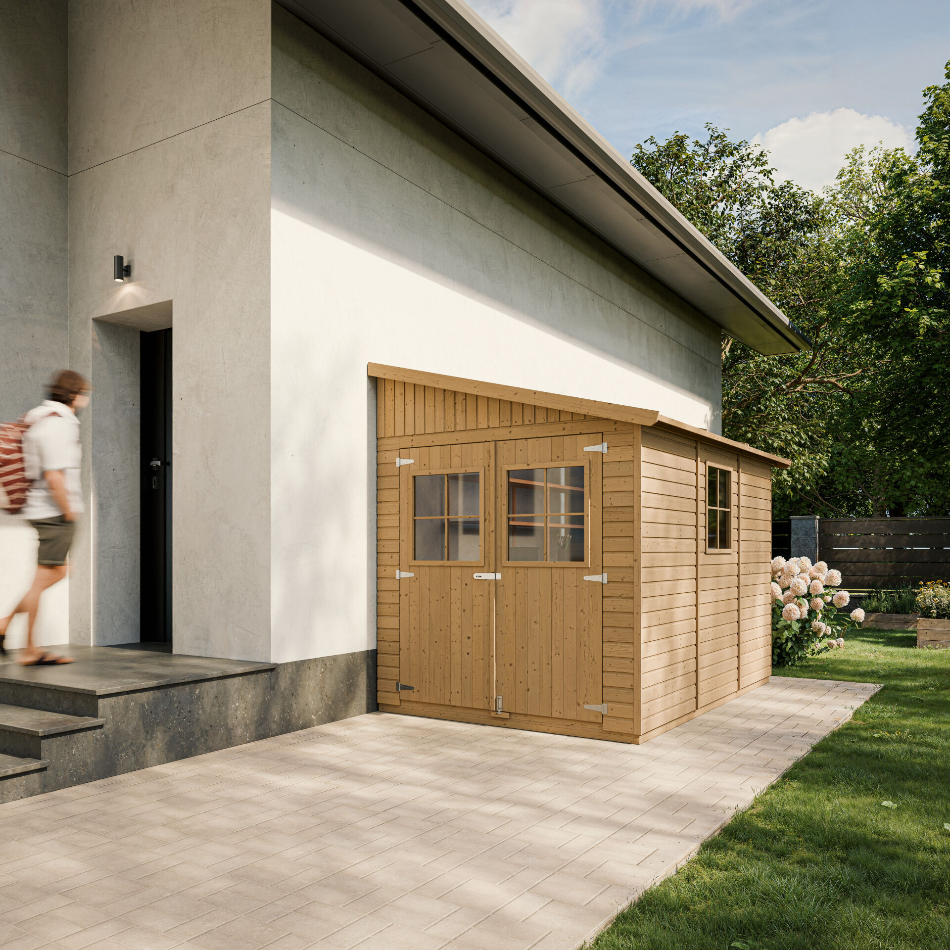 Holz Gartenhaus Ida M339A+M339G mit Boden – Gerätehaus 205 x 297 cm – 6 m2