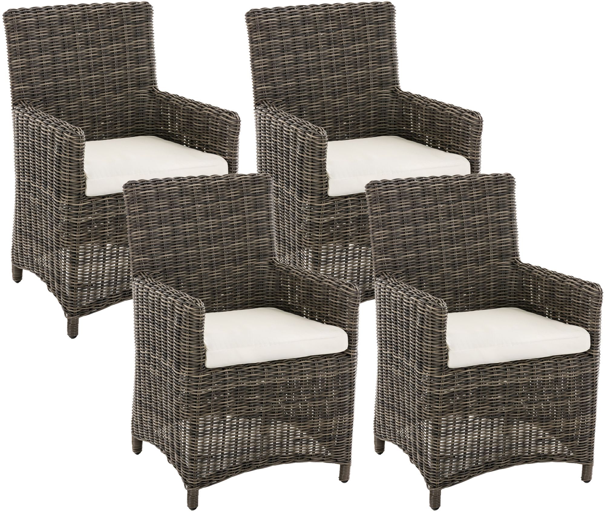 4er Set Stuhl Fontana / Sankt Marlo Cremeweiss 5mm, grau-meliert