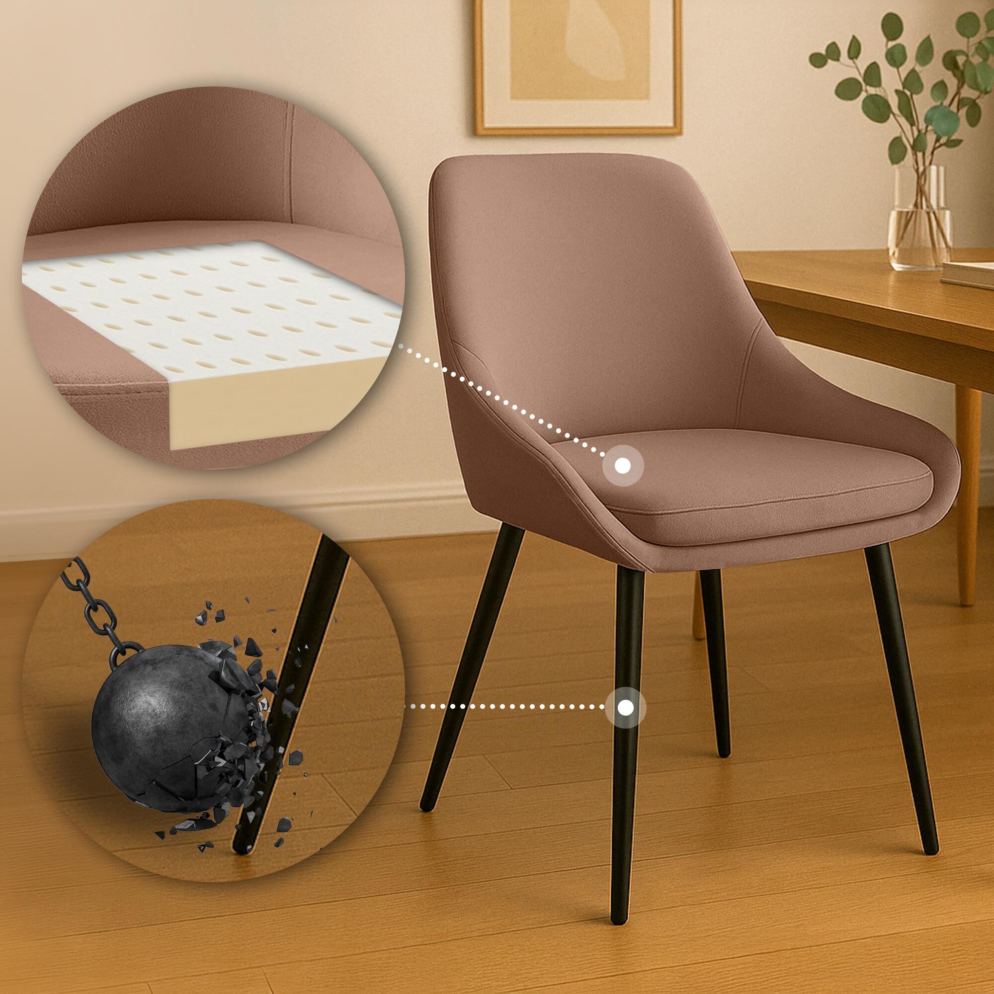 Esszimmerstuhl Elmira Samt schwarz, braun