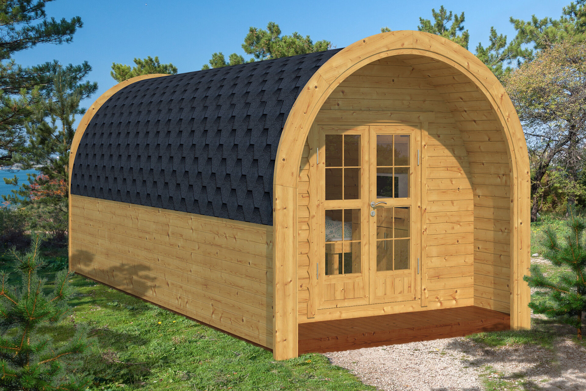 Acrtic Camping Pod Maggie 5,5 240x550 Thermoholz montiert, Rot